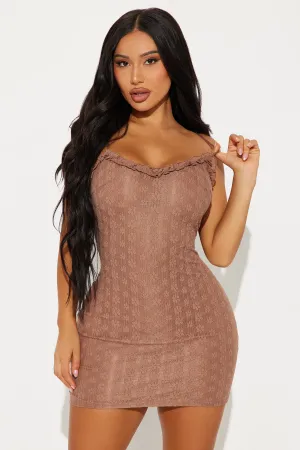 Adore You Lace Mini Dress Set - Mocha