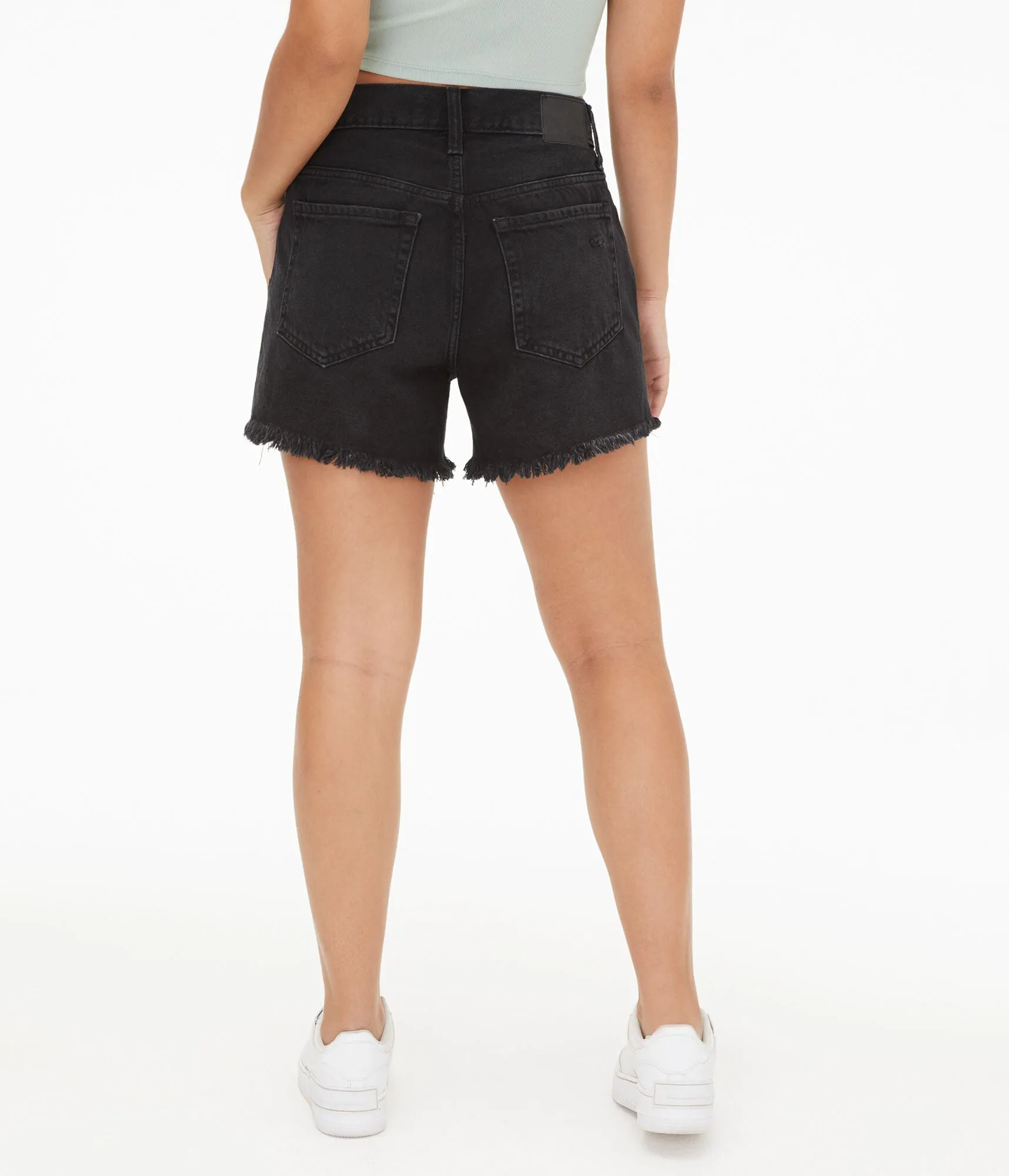 Aeropostale 90's Super High Rise Denim Cutoff Shorts, Black