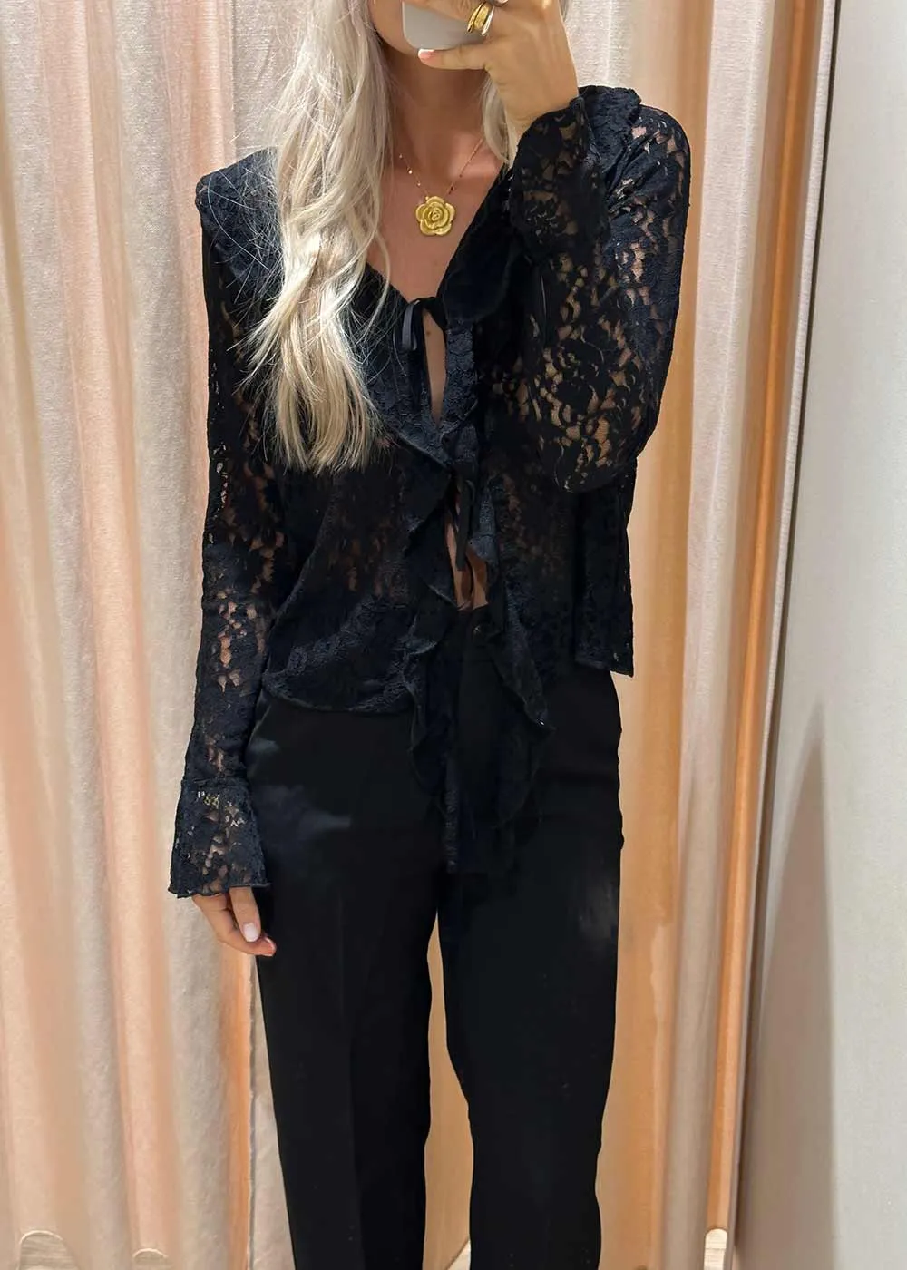 Anika Lace Blouse - Black