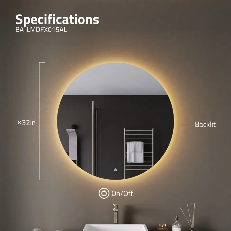 ANZZI 32-in. Diam. LED Back Lighting Bathroom Mirror with Defogger