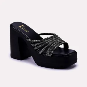Black Fancy Heel Slipper 0412252