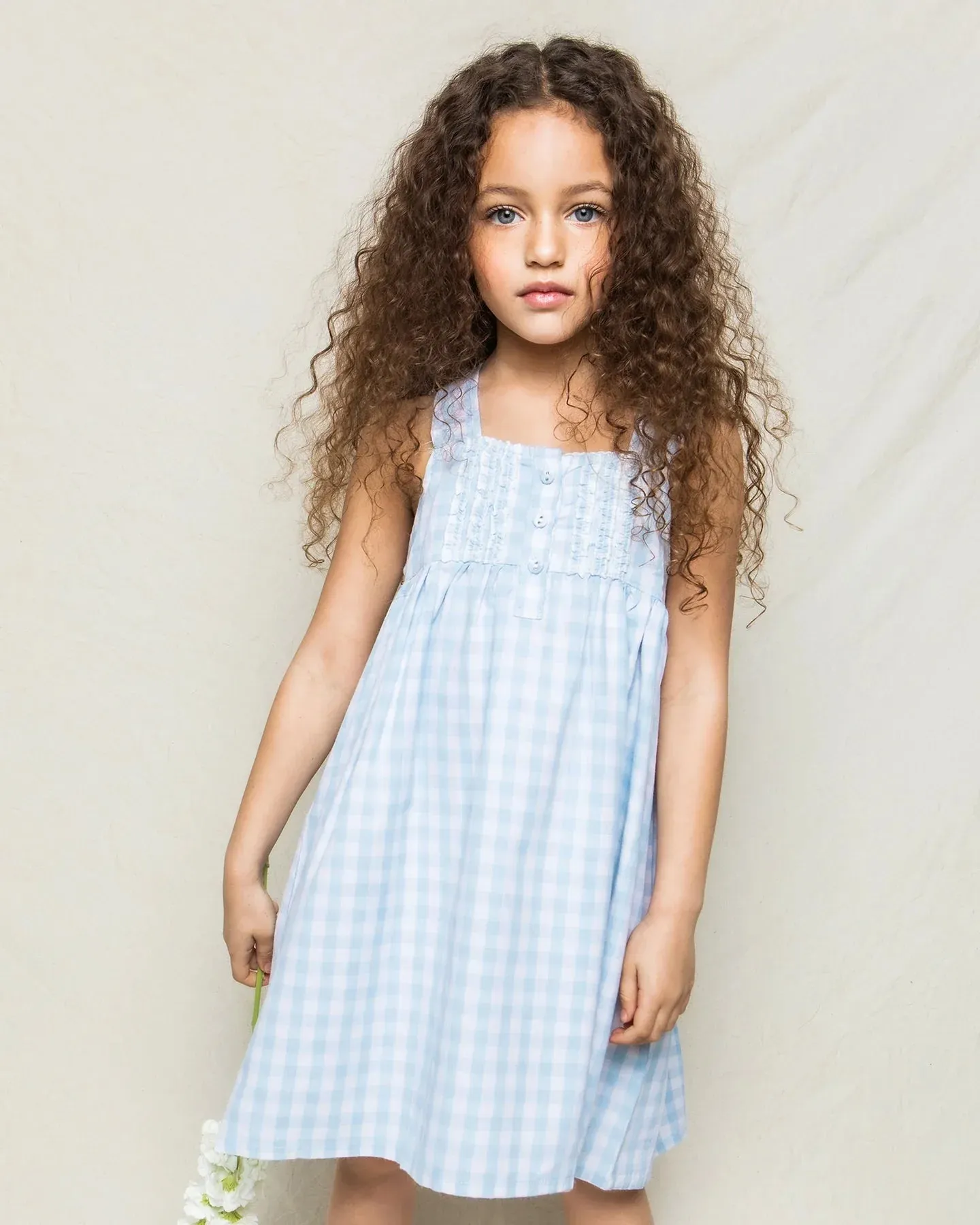 Charlotte Nightgown - Light Blue Gingham