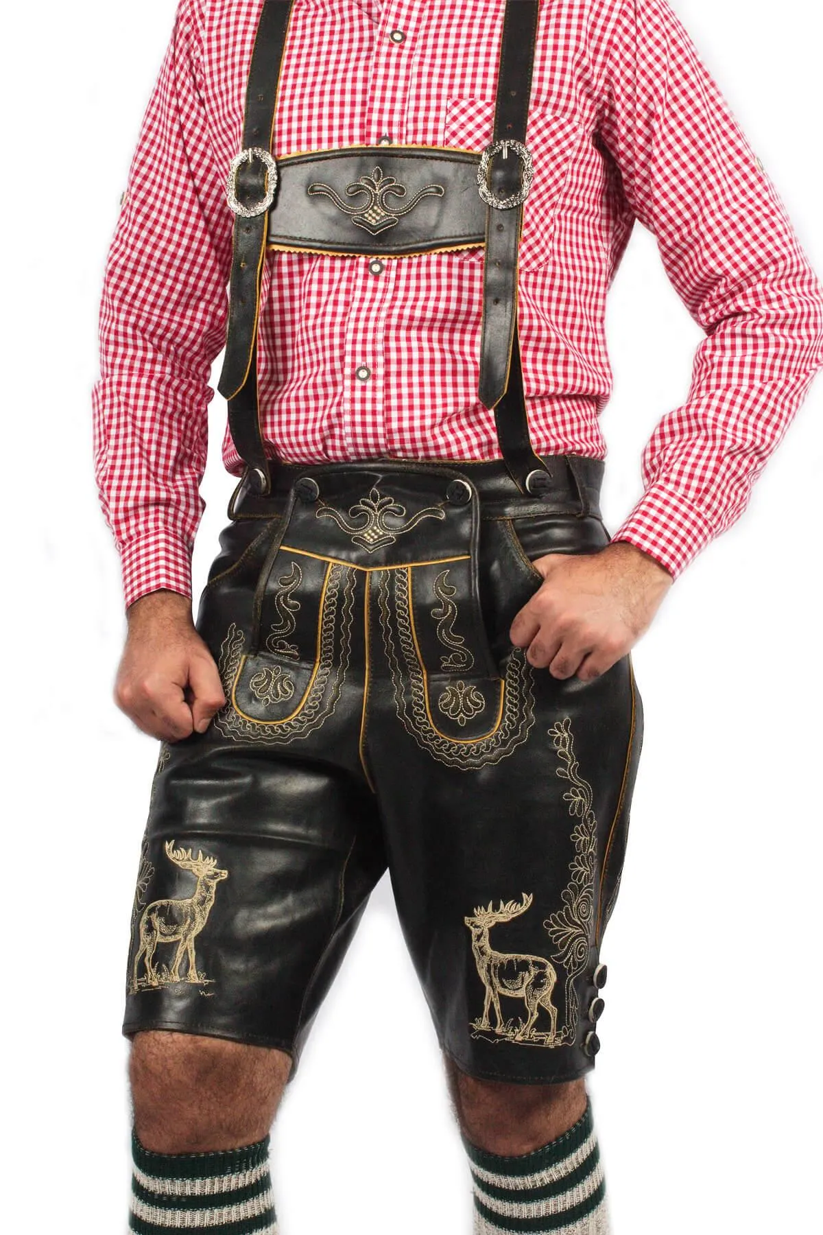 Classic Black Bavarian Lederhosen for Men