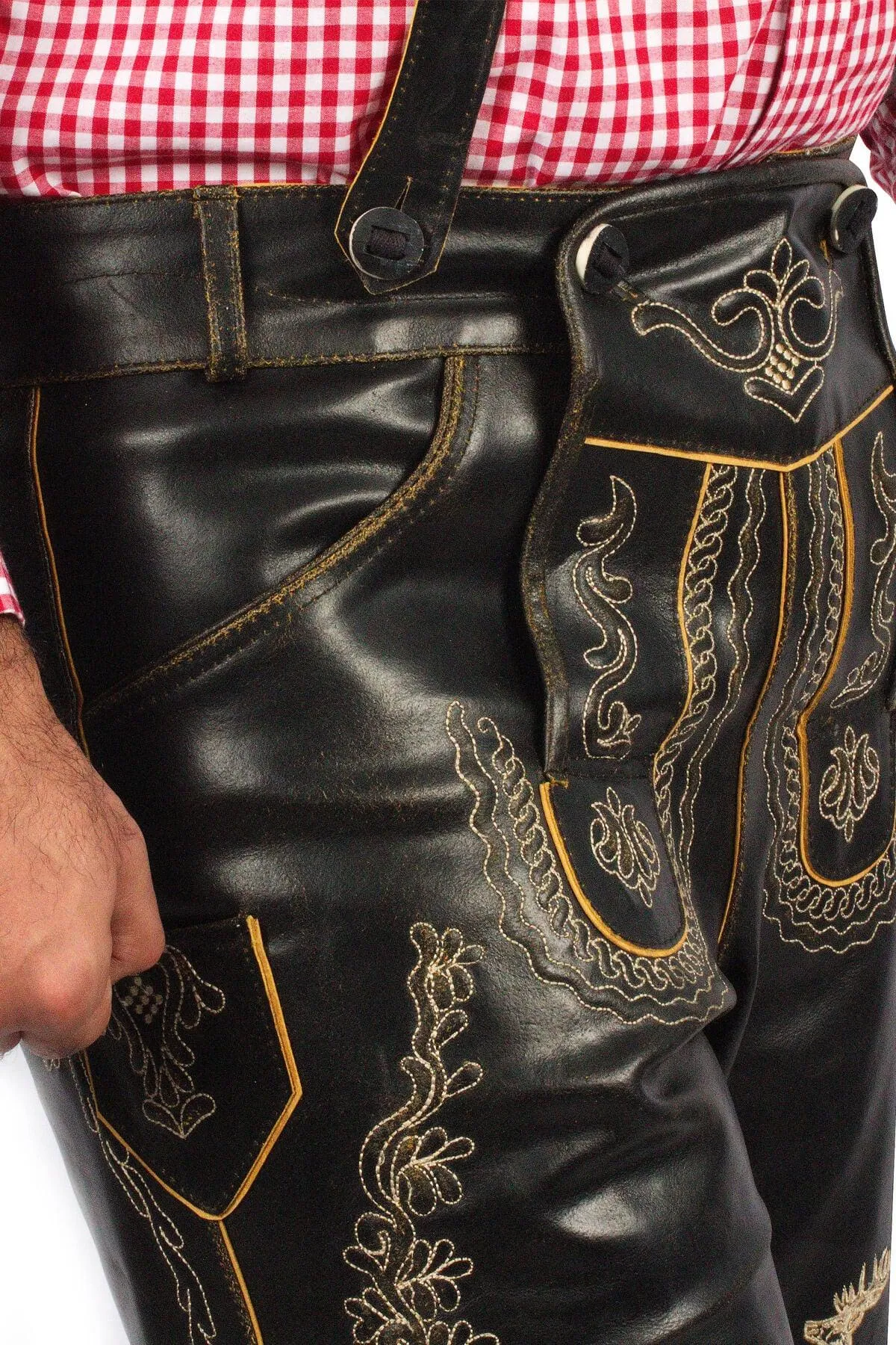 Classic Black Bavarian Lederhosen for Men