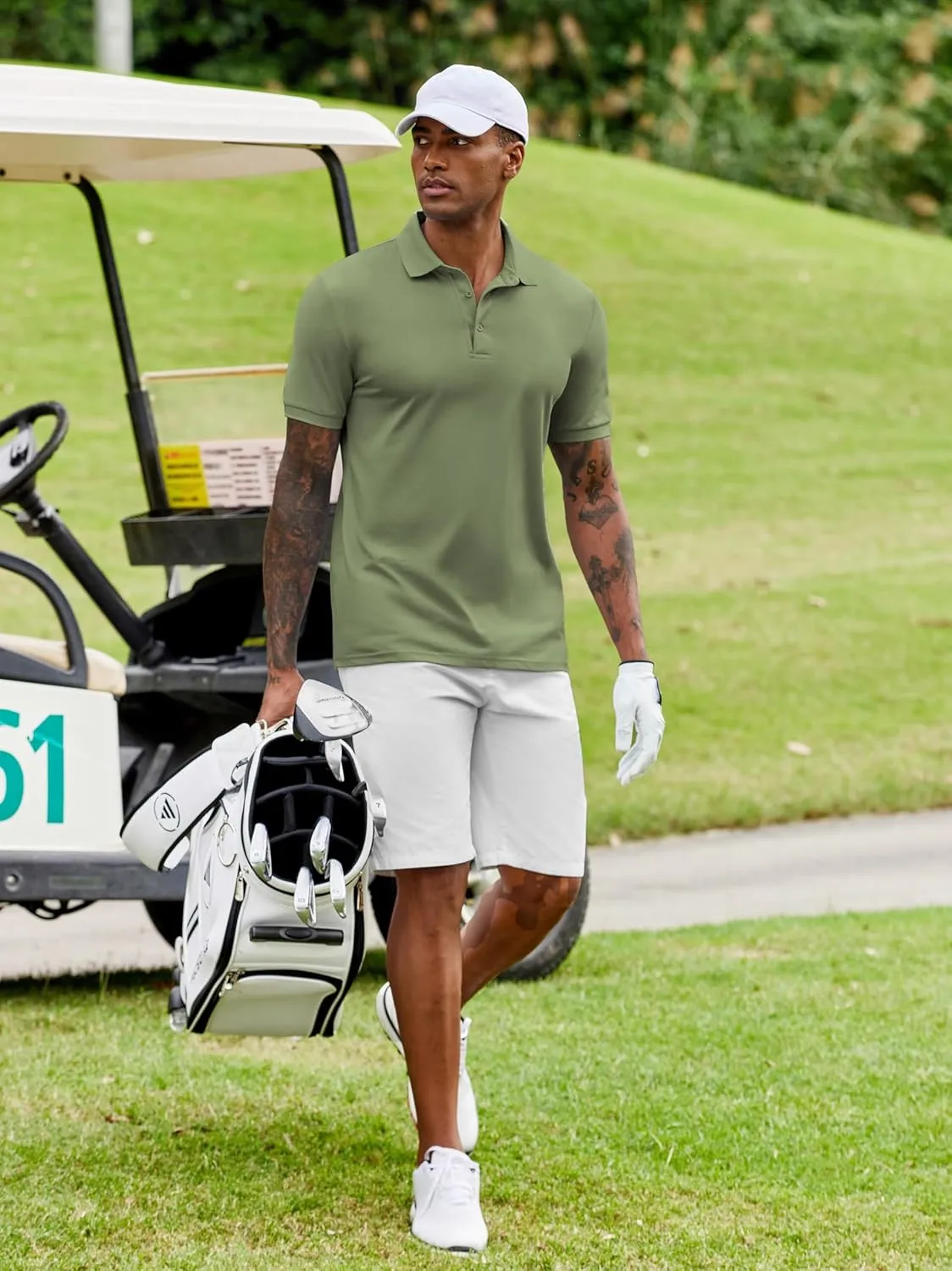 COOFANDY Mens Polo Shirt Short Sleeve Moisture Wicking Quick-Dry Golf Polo Athletic Tennis Collared T-Shirts
