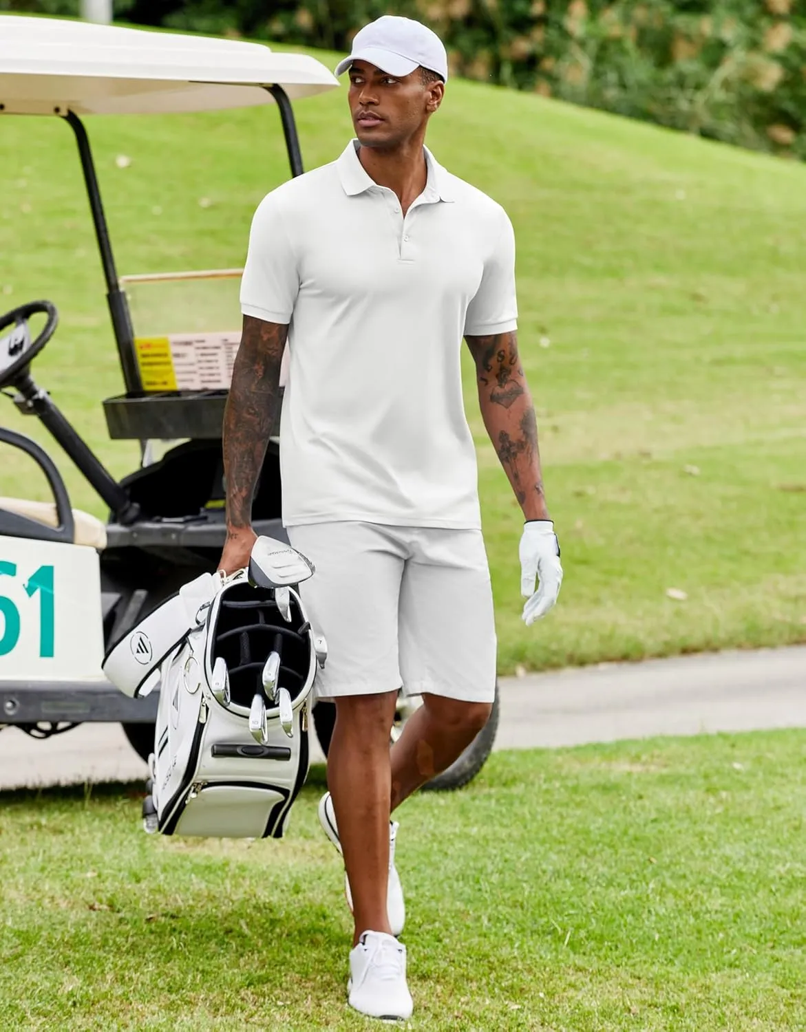 COOFANDY Mens Polo Shirt Short Sleeve Moisture Wicking Quick-Dry Golf Polo Athletic Tennis Collared T-Shirts