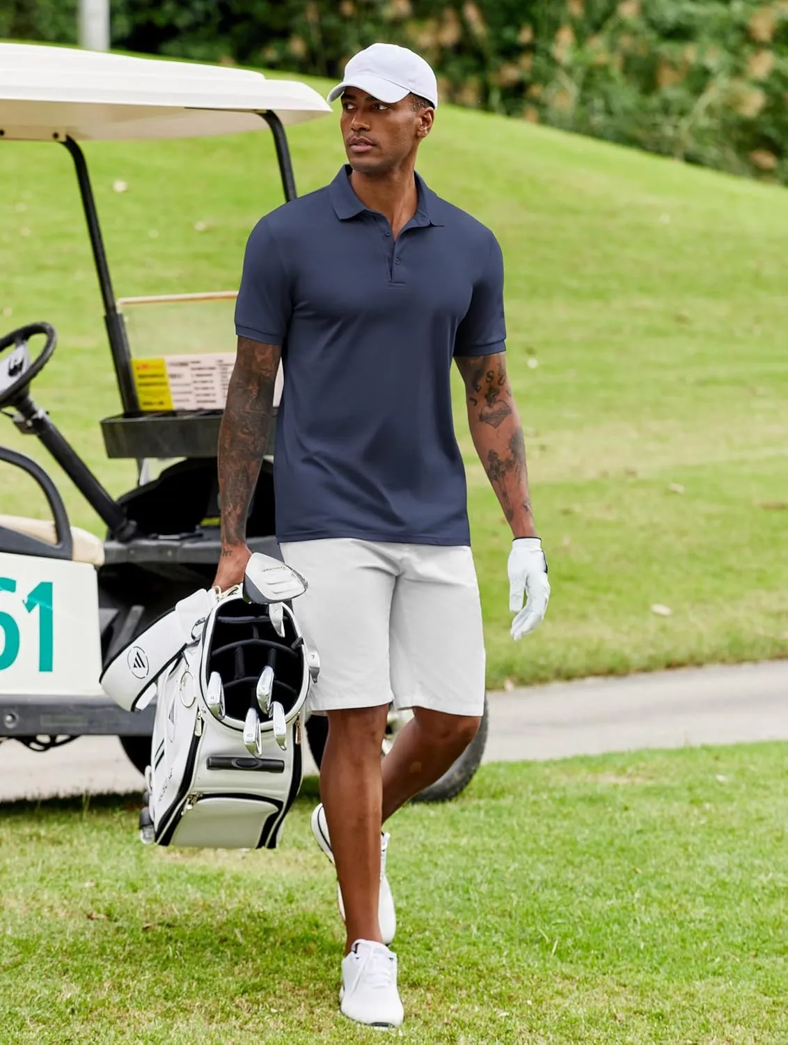 COOFANDY Mens Polo Shirt Short Sleeve Moisture Wicking Quick-Dry Golf Polo Athletic Tennis Collared T-Shirts