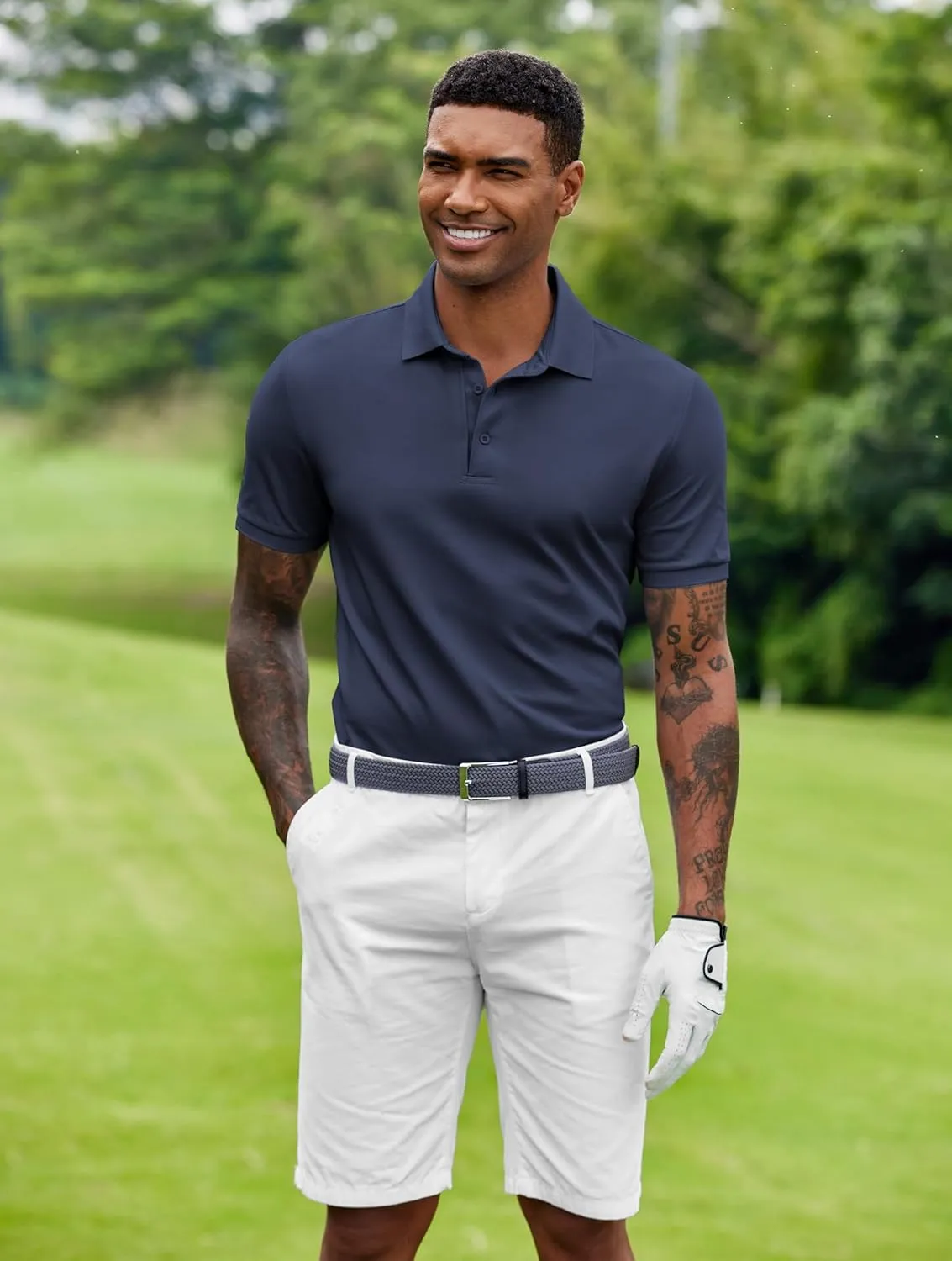 COOFANDY Mens Polo Shirt Short Sleeve Moisture Wicking Quick-Dry Golf Polo Athletic Tennis Collared T-Shirts