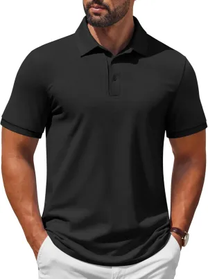 COOFANDY Mens Polo Shirt Short Sleeve Moisture Wicking Quick-Dry Golf Polo Athletic Tennis Collared T-Shirts
