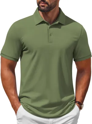 COOFANDY Mens Polo Shirt Short Sleeve Moisture Wicking Quick-Dry Golf Polo Athletic Tennis Collared T-Shirts