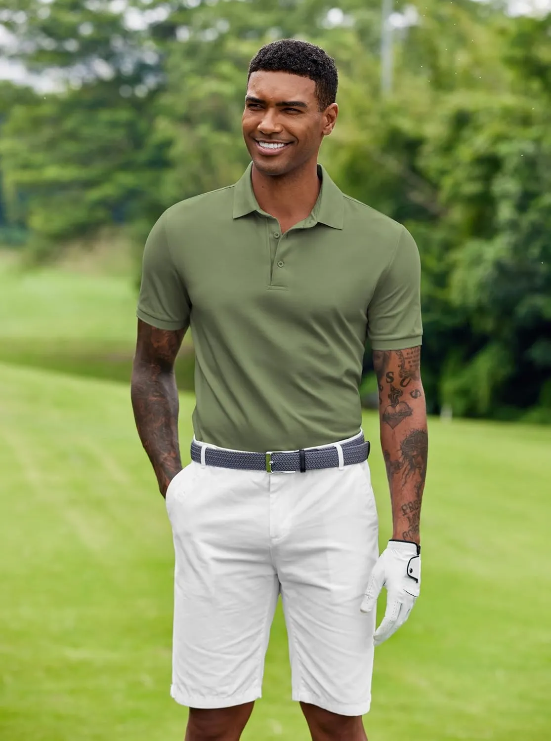 COOFANDY Mens Polo Shirt Short Sleeve Moisture Wicking Quick-Dry Golf Polo Athletic Tennis Collared T-Shirts