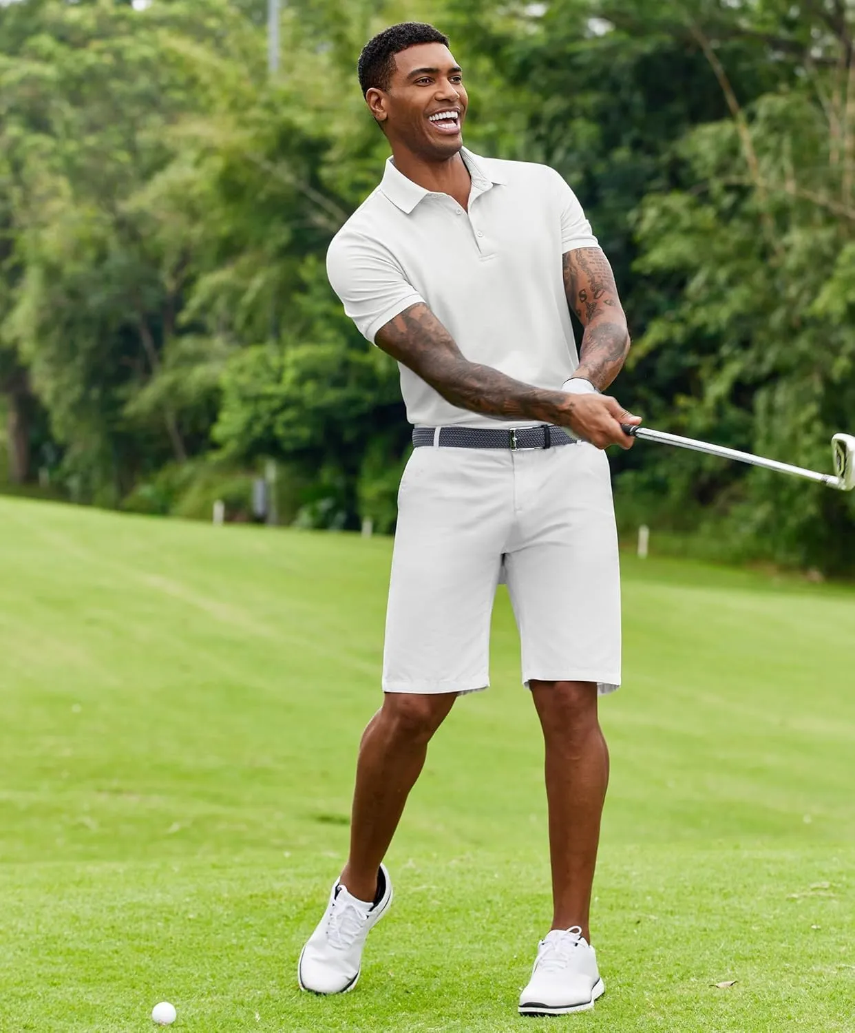 COOFANDY Mens Polo Shirt Short Sleeve Moisture Wicking Quick-Dry Golf Polo Athletic Tennis Collared T-Shirts