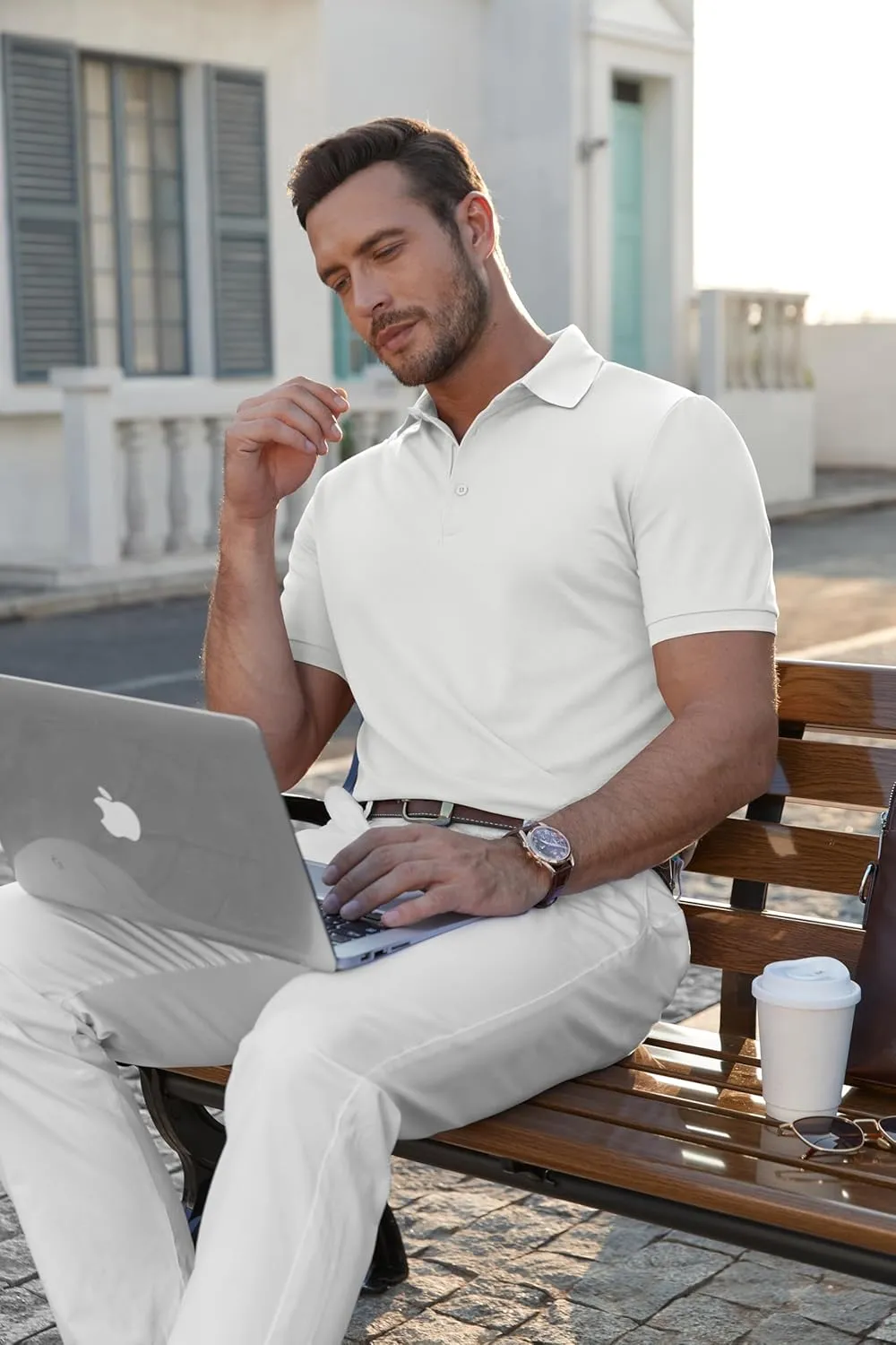 COOFANDY Mens Polo Shirt Short Sleeve Moisture Wicking Quick-Dry Golf Polo Athletic Tennis Collared T-Shirts