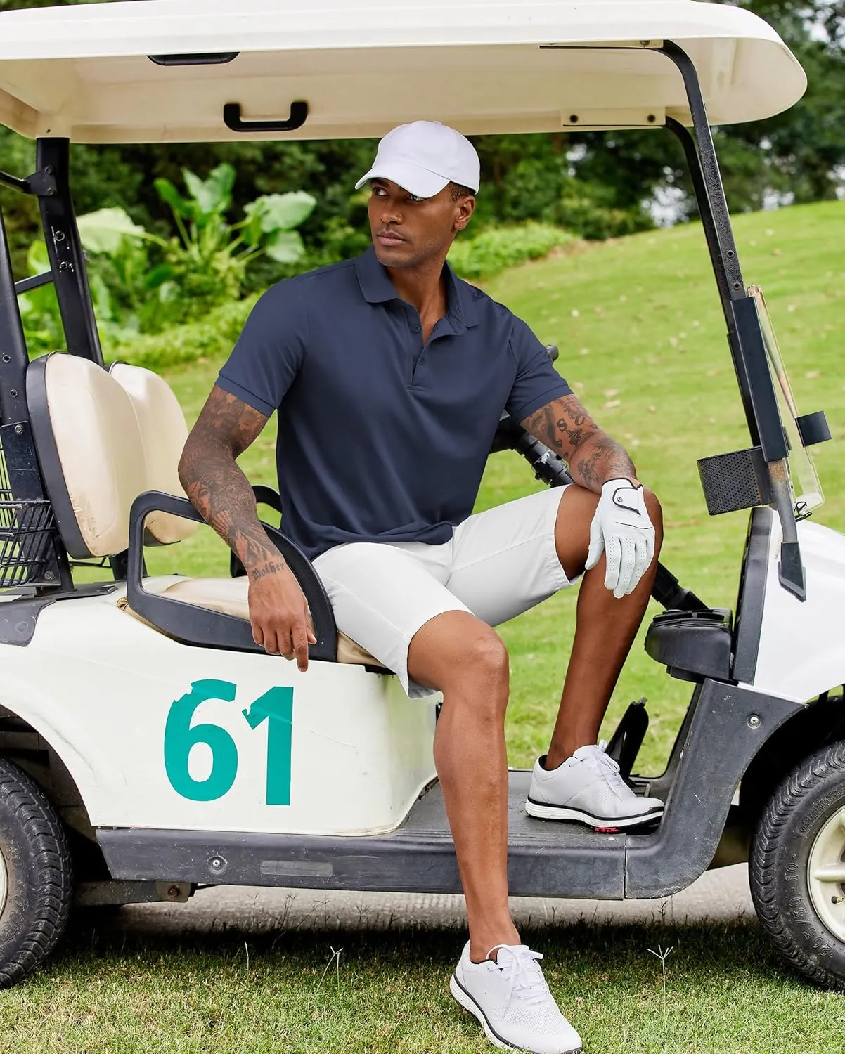COOFANDY Mens Polo Shirt Short Sleeve Moisture Wicking Quick-Dry Golf Polo Athletic Tennis Collared T-Shirts