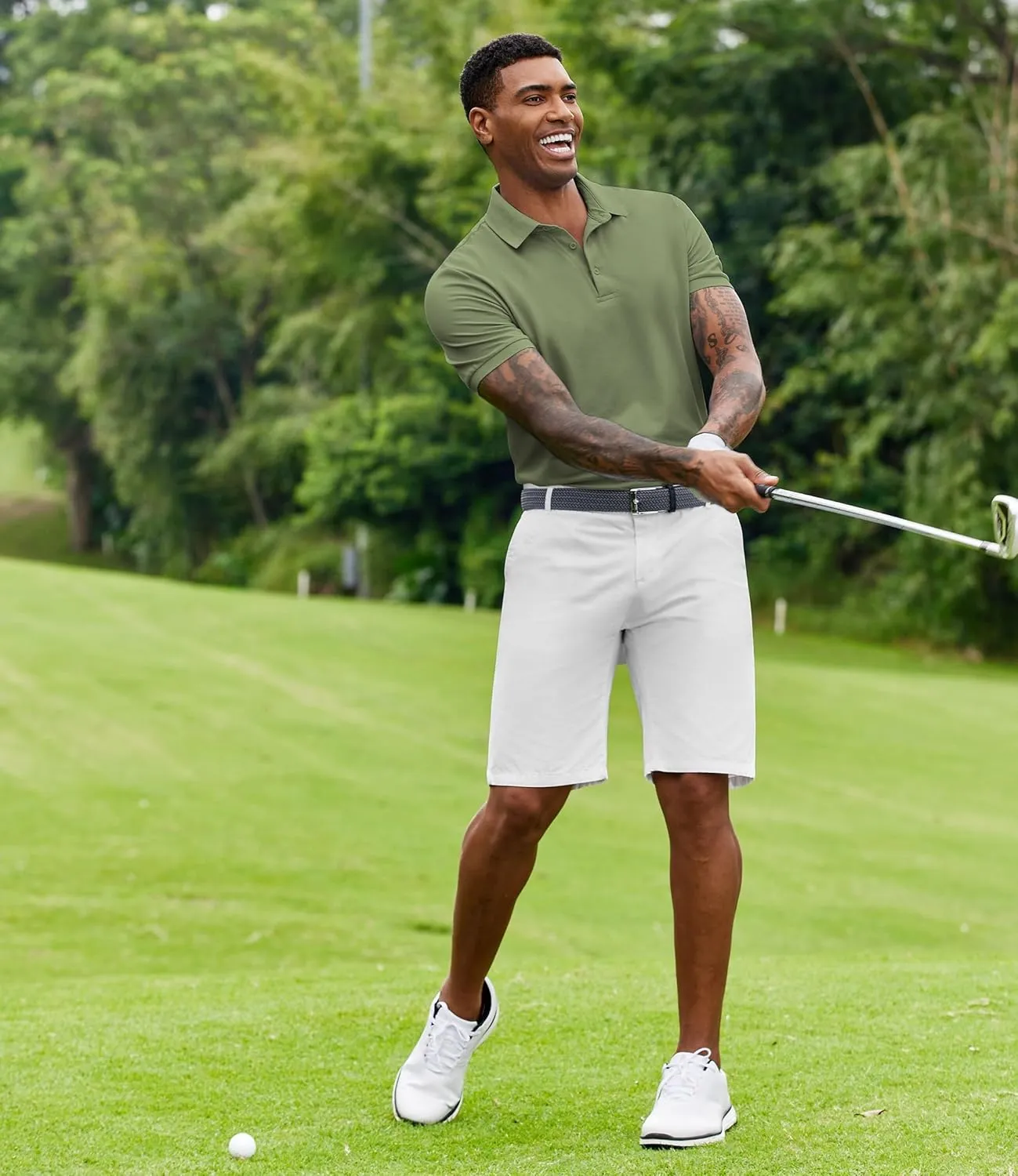 COOFANDY Mens Polo Shirt Short Sleeve Moisture Wicking Quick-Dry Golf Polo Athletic Tennis Collared T-Shirts