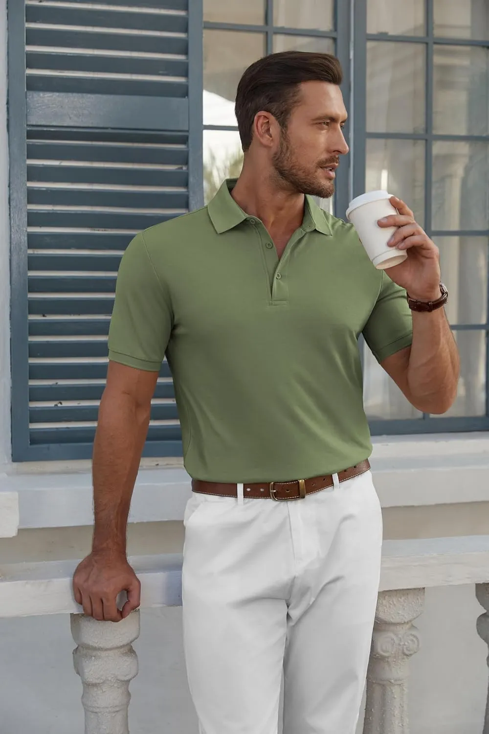 COOFANDY Mens Polo Shirt Short Sleeve Moisture Wicking Quick-Dry Golf Polo Athletic Tennis Collared T-Shirts