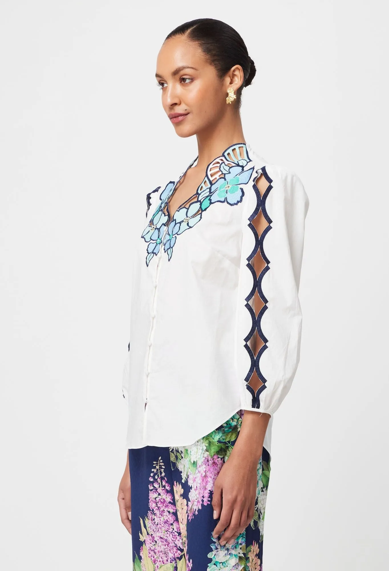CRISTINA COTTON EMROIDERED BLOUSE | Ivory Bay
