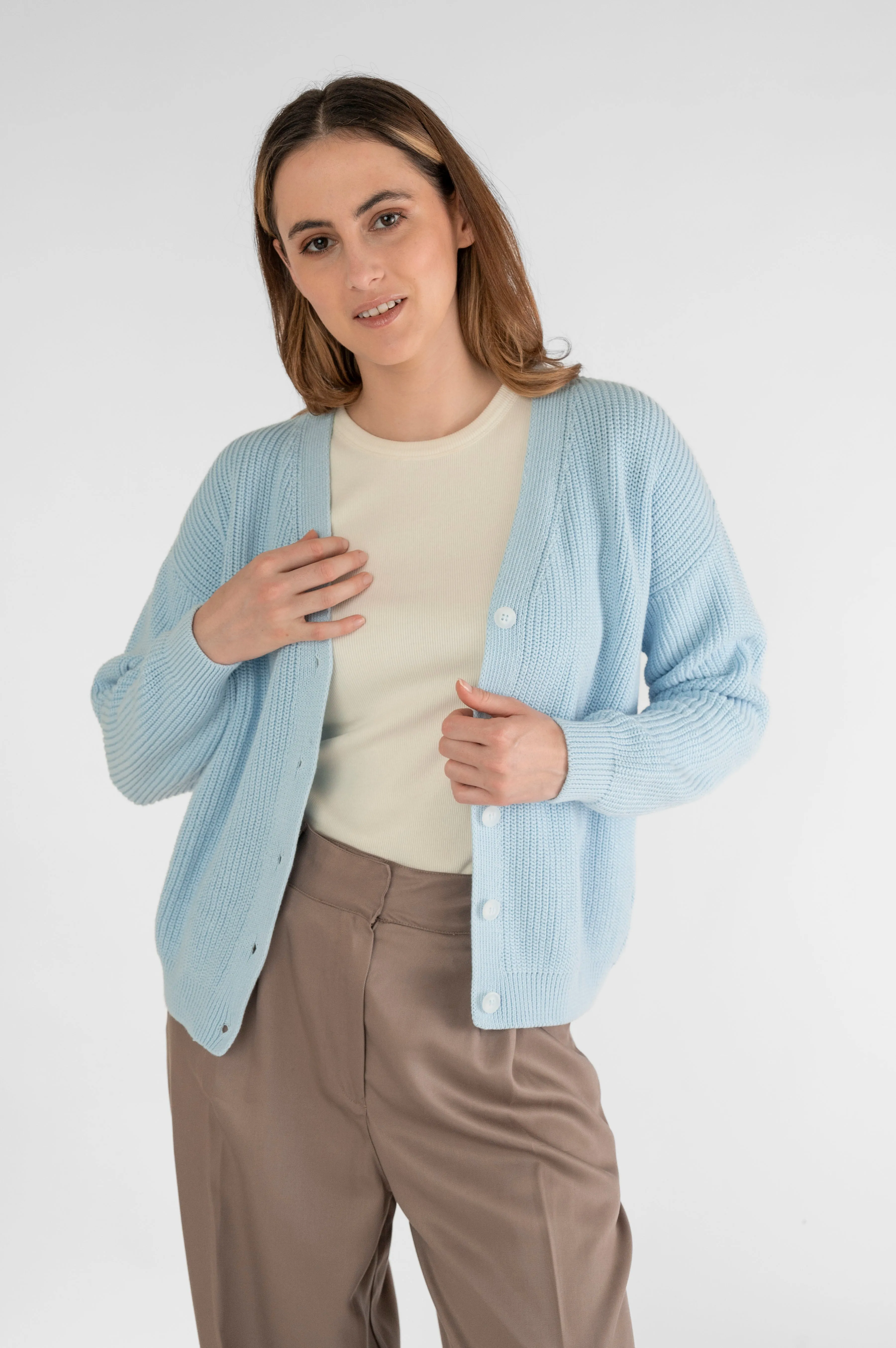 Cropped Cardigan Light Blue