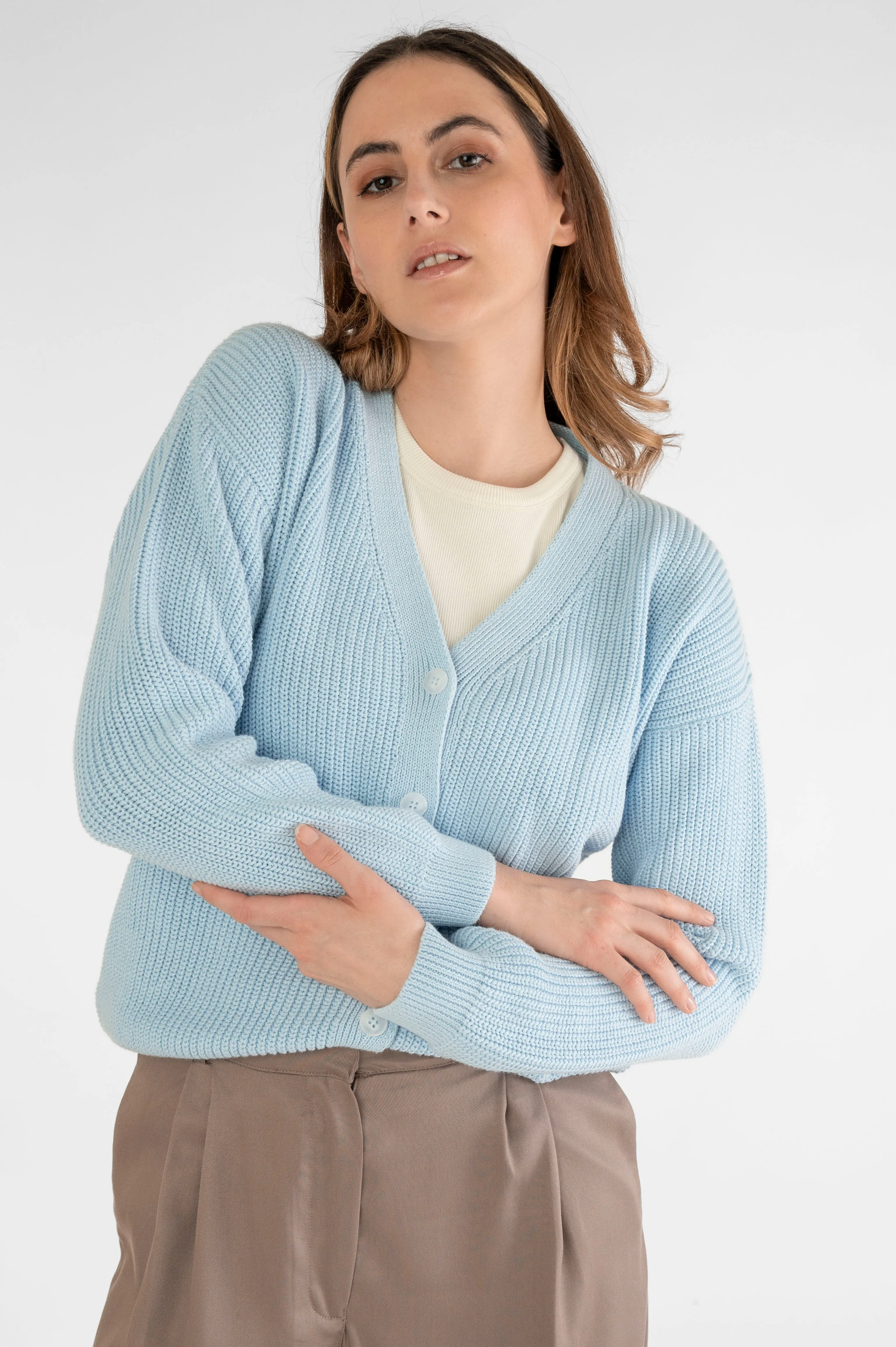 Cropped Cardigan Light Blue