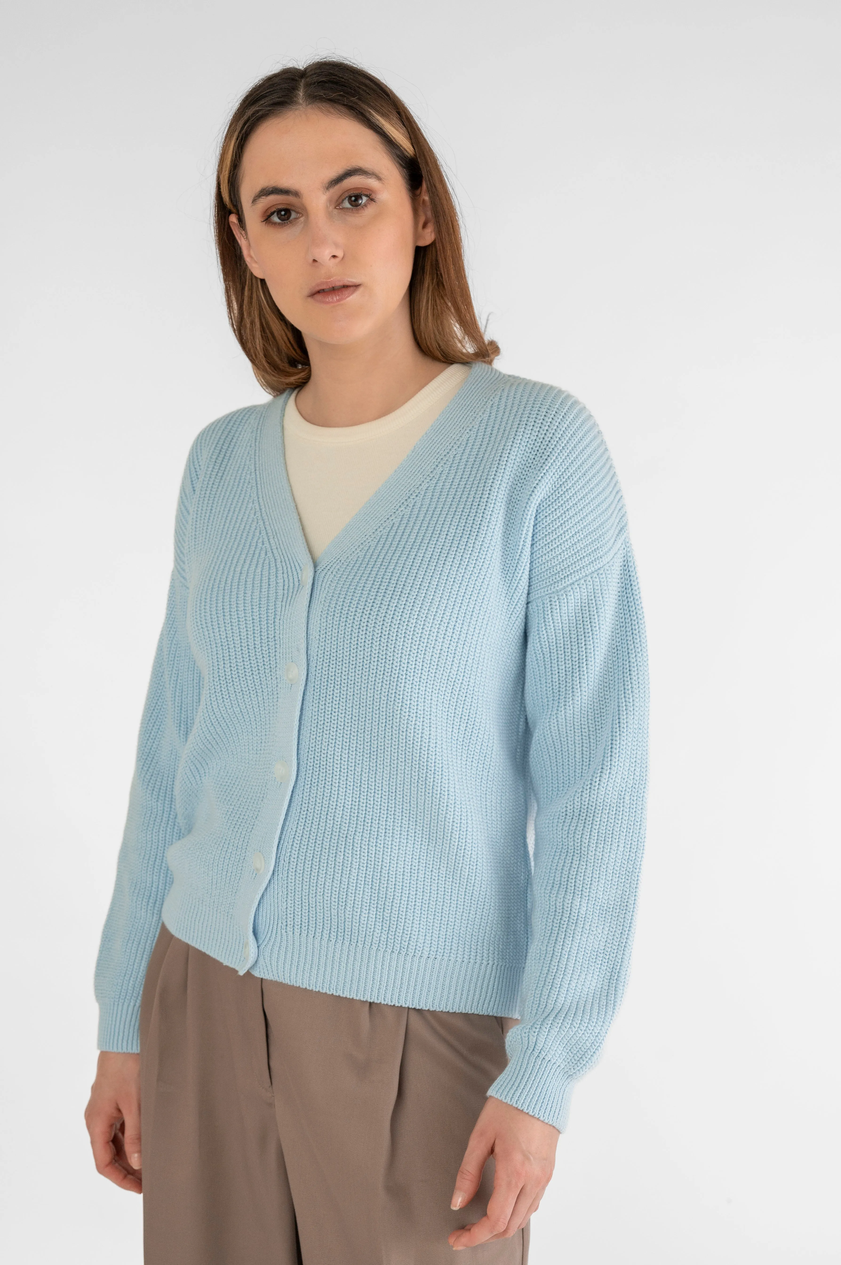 Cropped Cardigan Light Blue