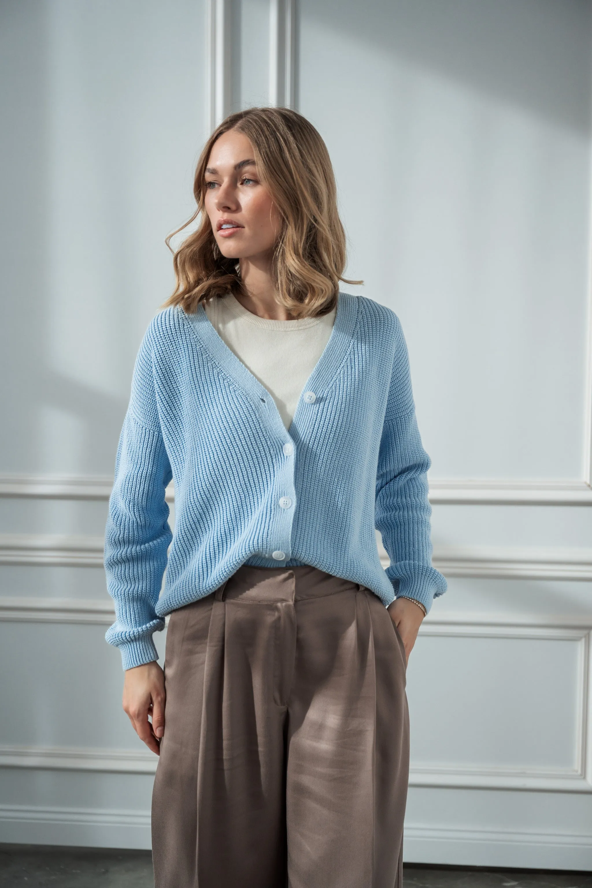 Cropped Cardigan Light Blue