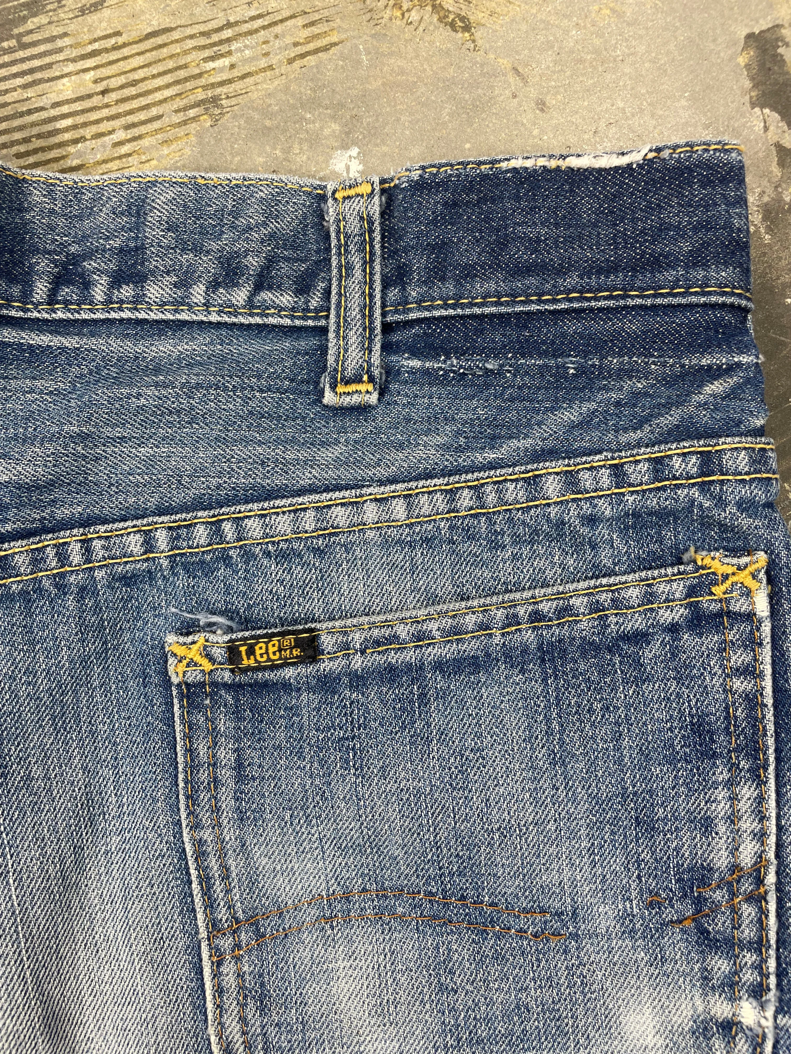 Custom Patched 1970's Vintage Lee Riders Superwash Cutoff Denim Shorts (JYJ0524-251)