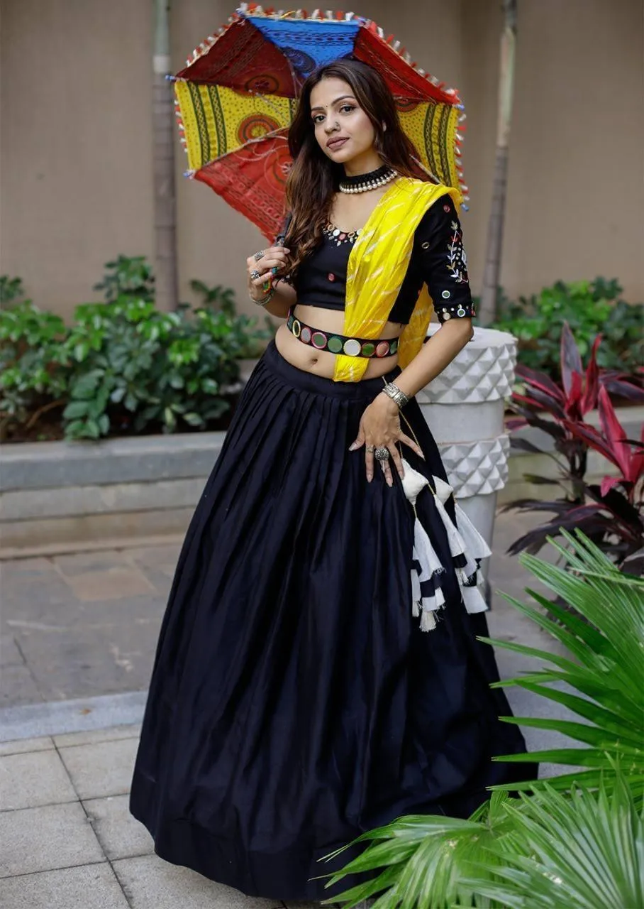 Dark Blue Bandhani Cotton  Lehenga Choli