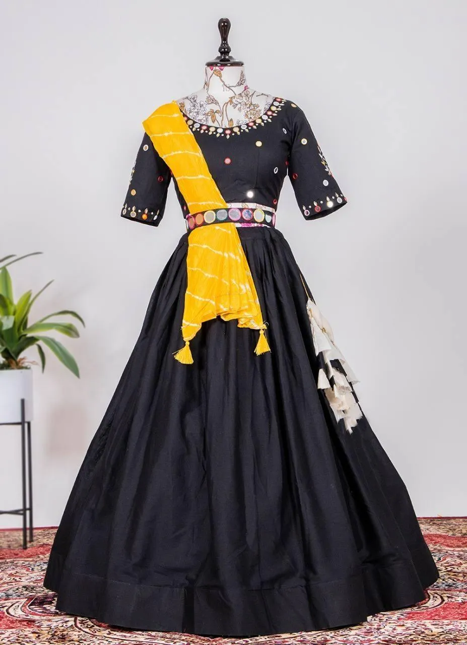 Dark Blue Bandhani Cotton  Lehenga Choli