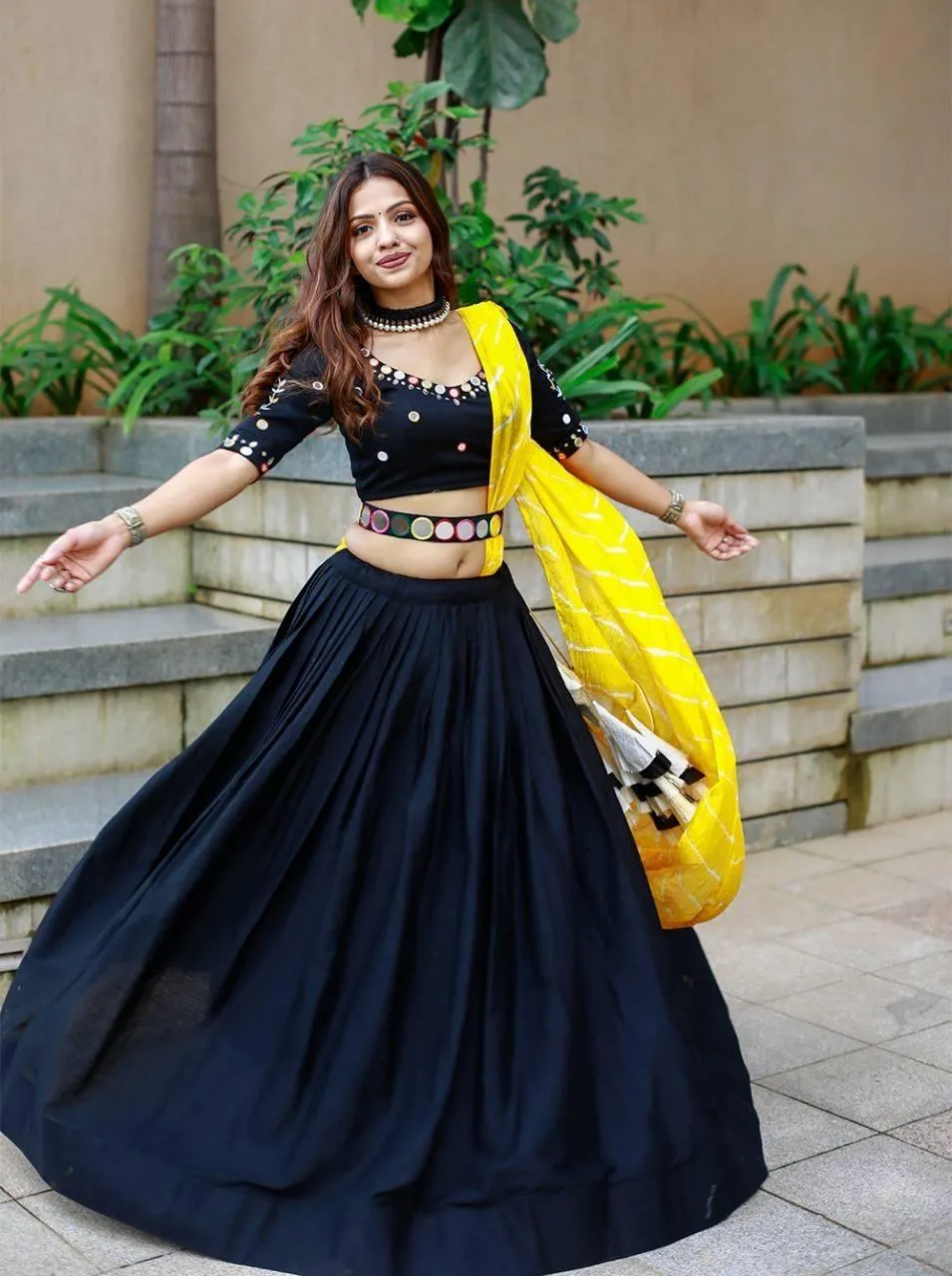 Dark Blue Bandhani Cotton  Lehenga Choli