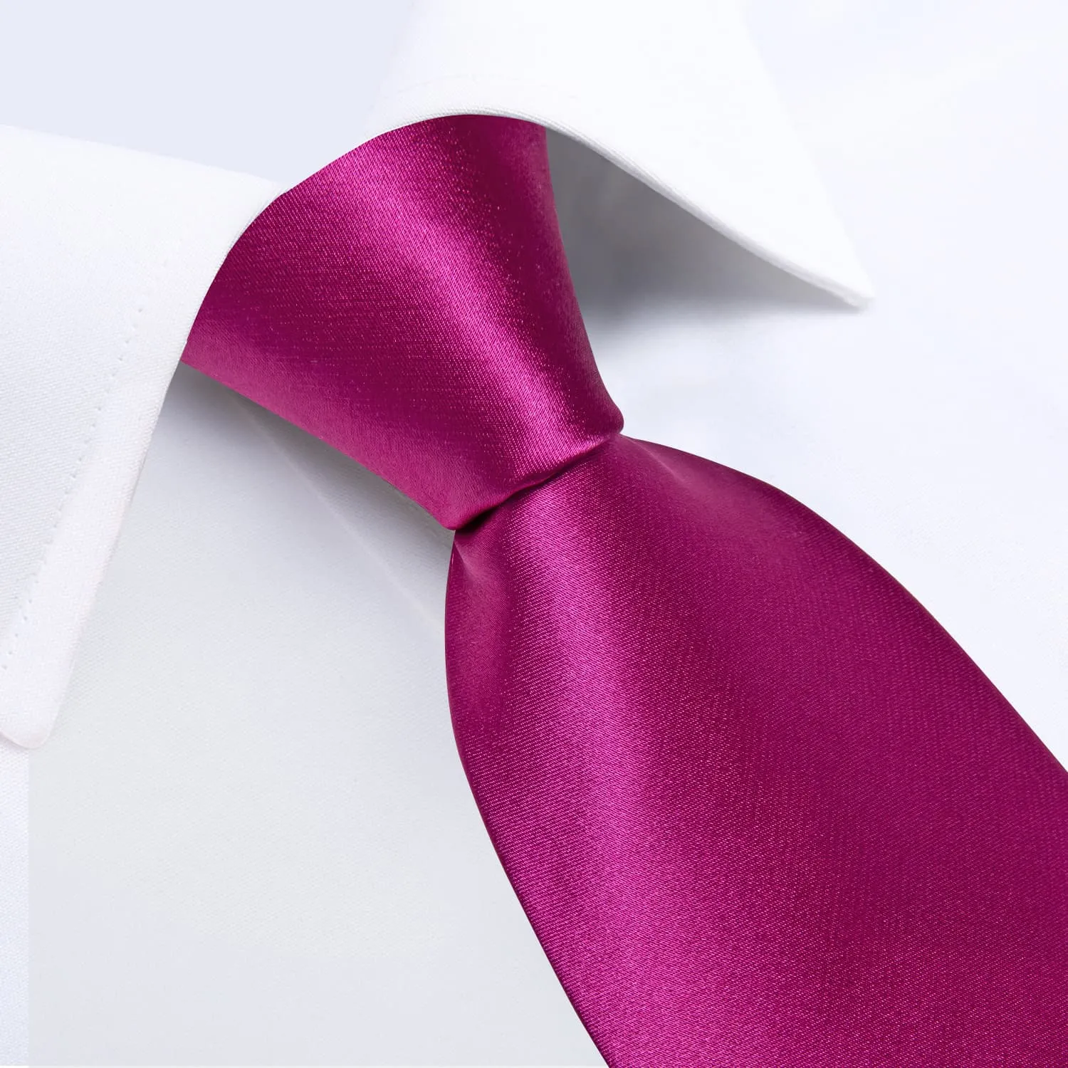 DiBanGu Silk Tie Magenta Purple Solid Mens Formal Business Tie Handkerchief Cufflinks Set
