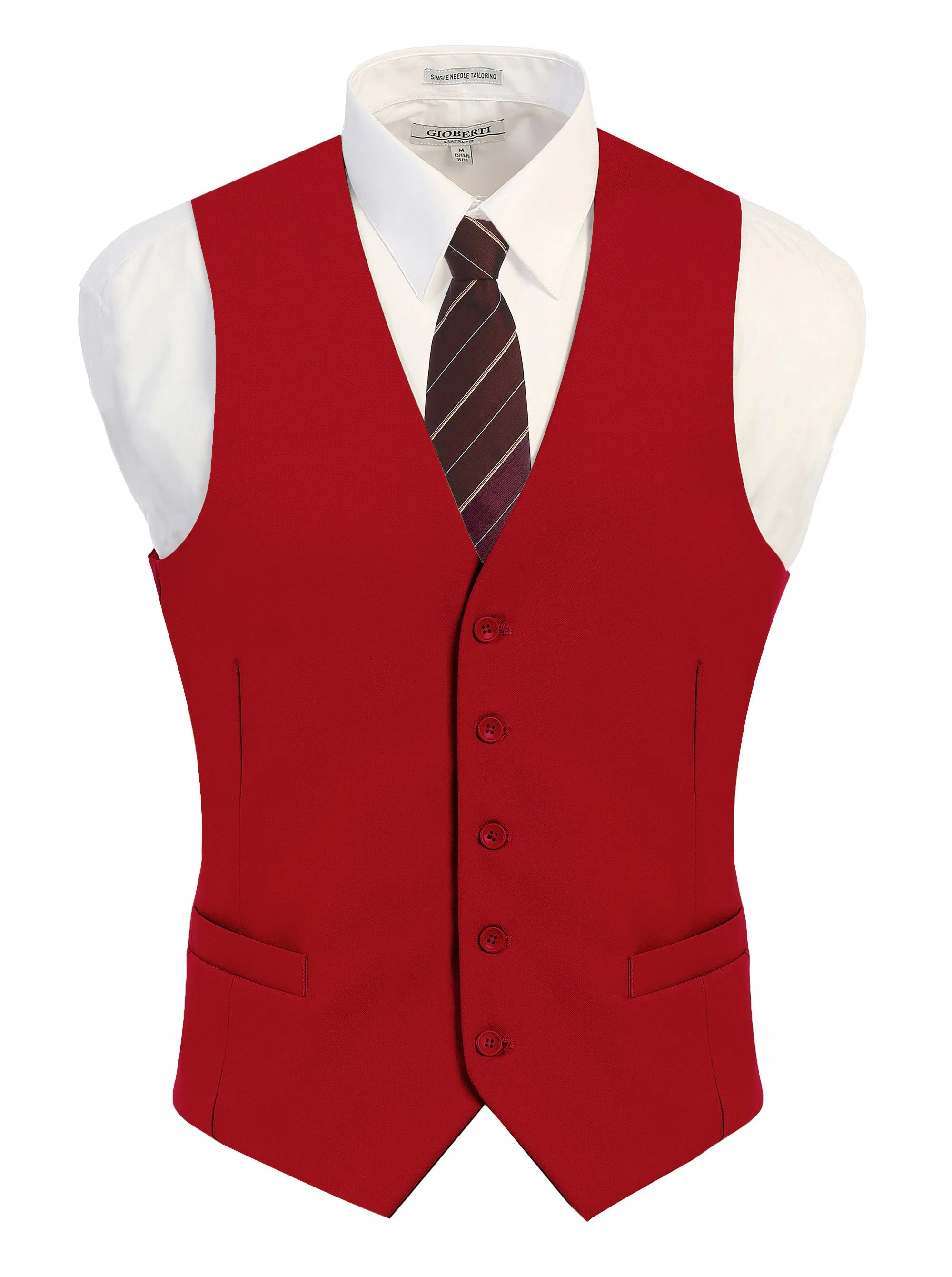 Gioberti Men's Red Formal Suit Vest