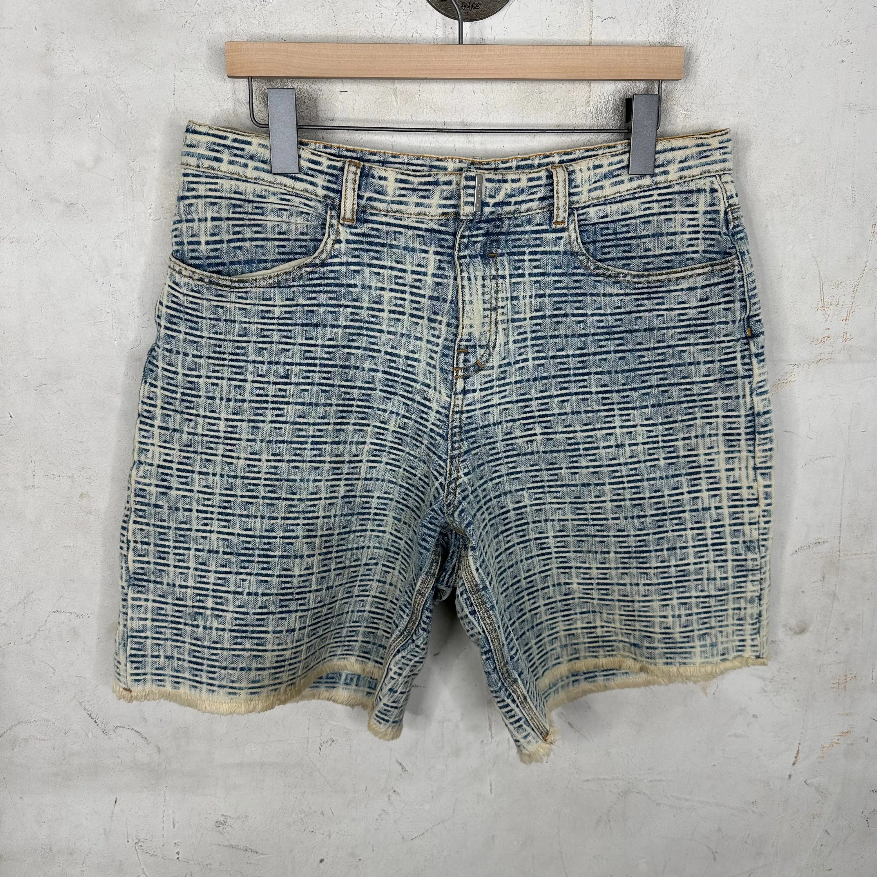 Givenchy Monogram Frayed Denim Shorts
