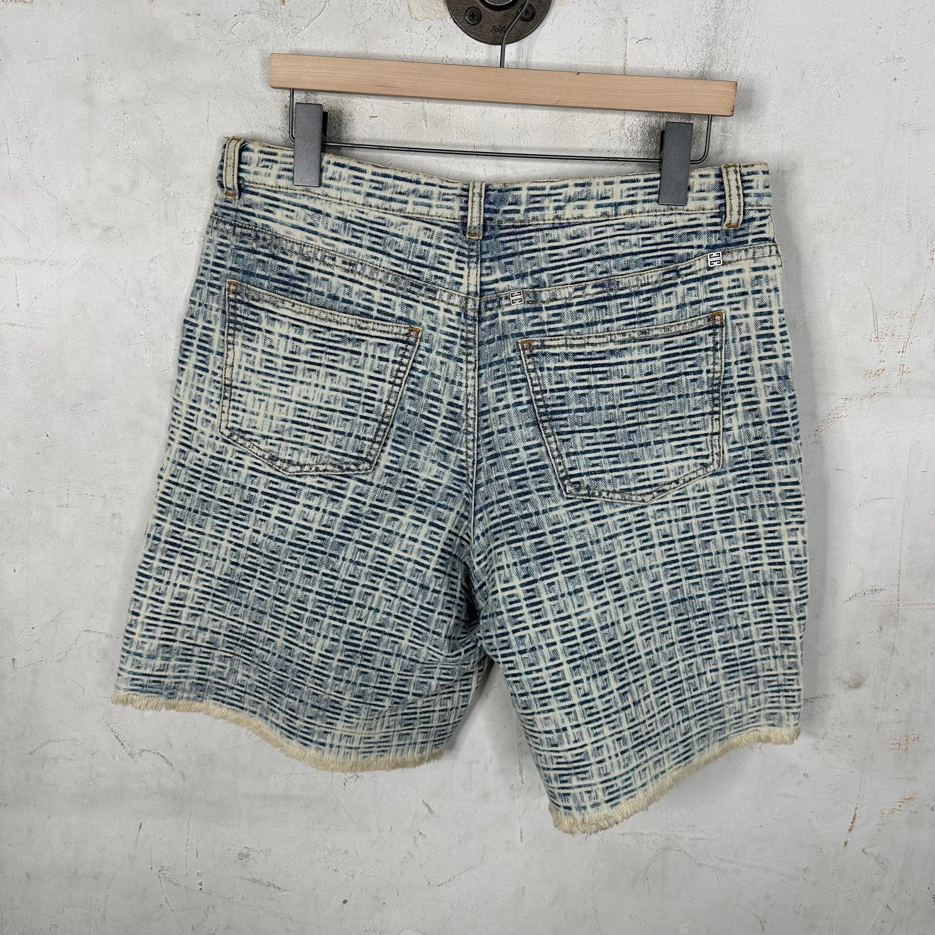 Givenchy Monogram Frayed Denim Shorts