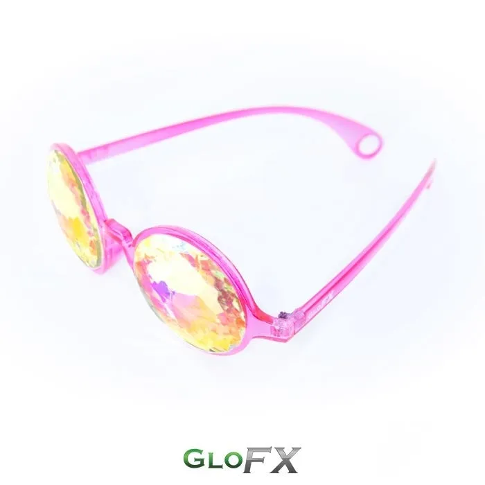 GloFX Kaleidoscope Glasses - Transparent Pink - Rainbow