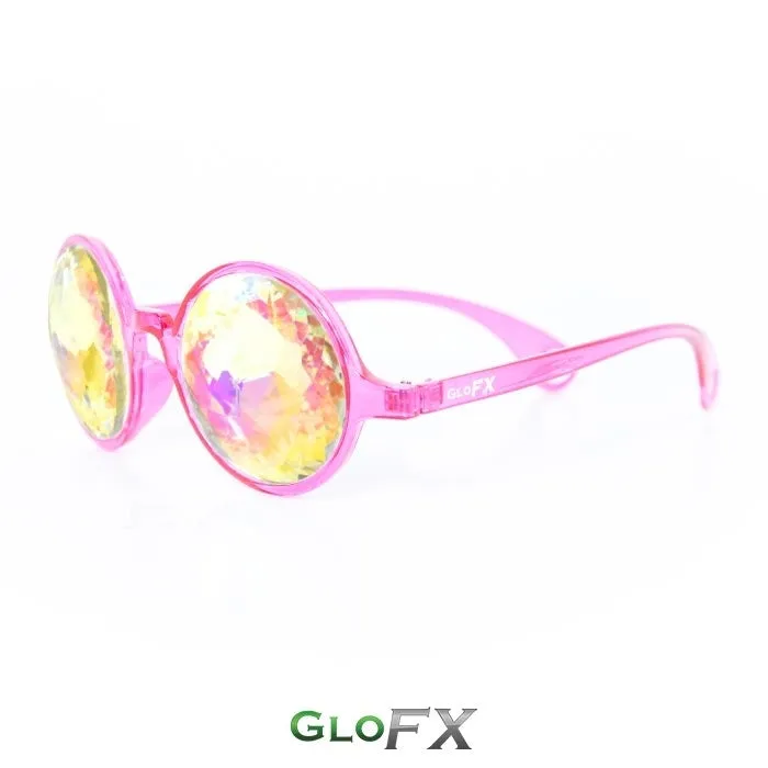 GloFX Kaleidoscope Glasses - Transparent Pink - Rainbow