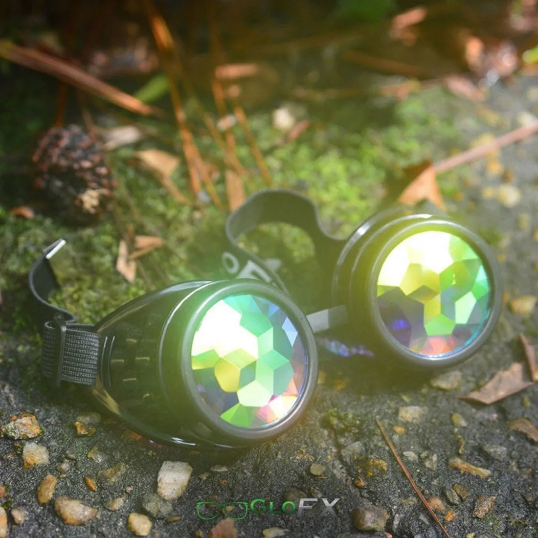 GloFX Kaleidoscope Goggles - Black - Rainbow Fractal
