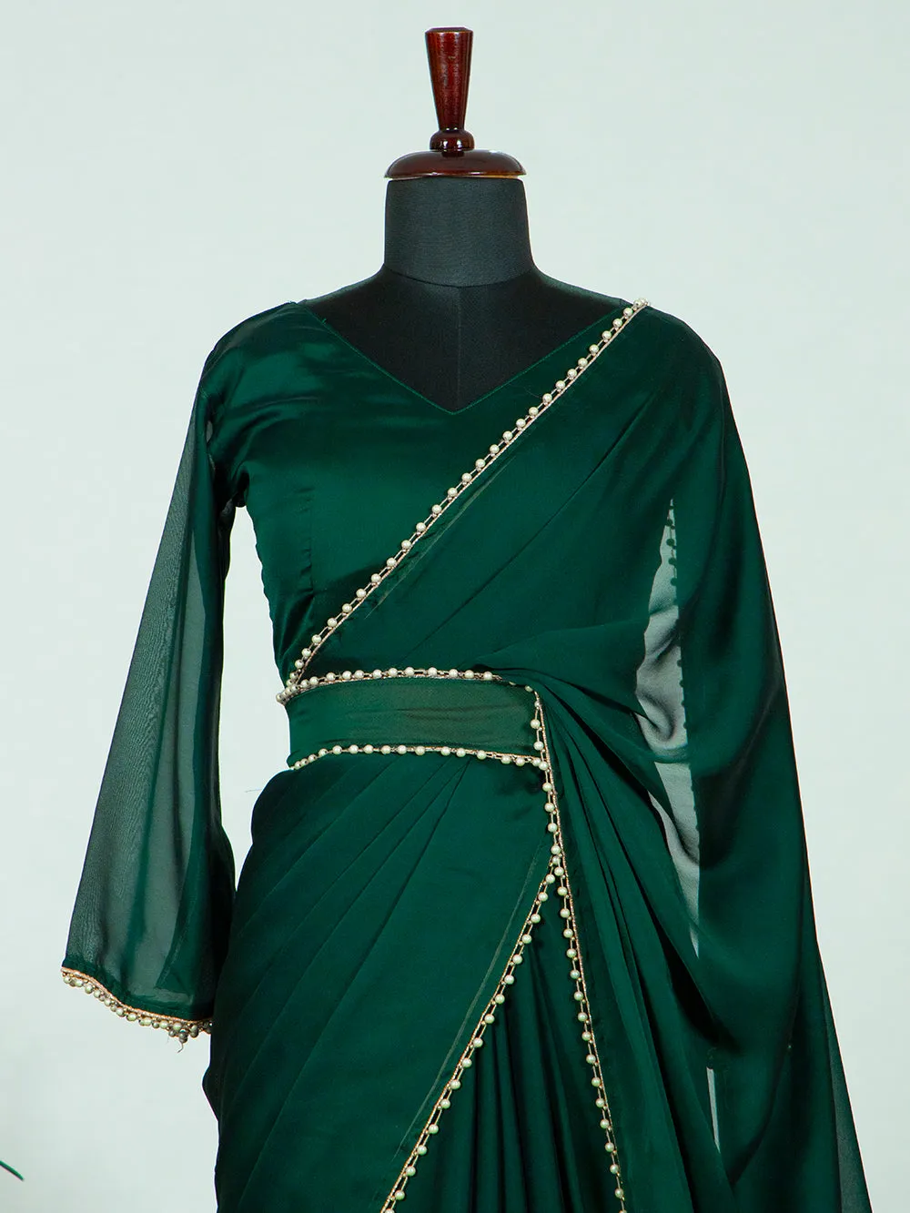 Green Color Rangoli Silk Saree With Pearl Lace Border