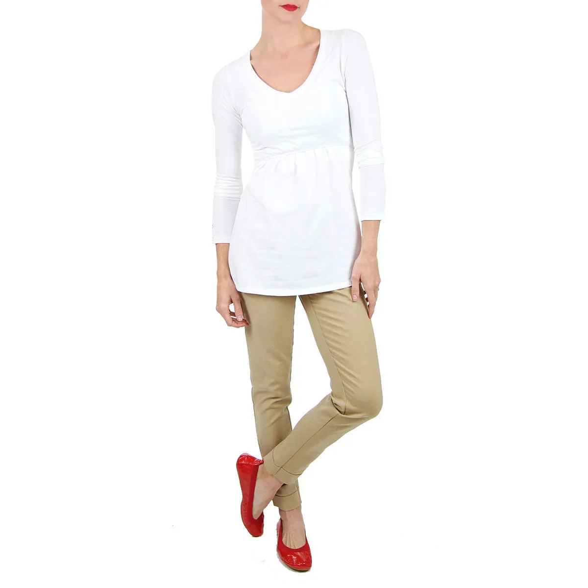 Grey Long Sleeve V-Neck T-Shirt