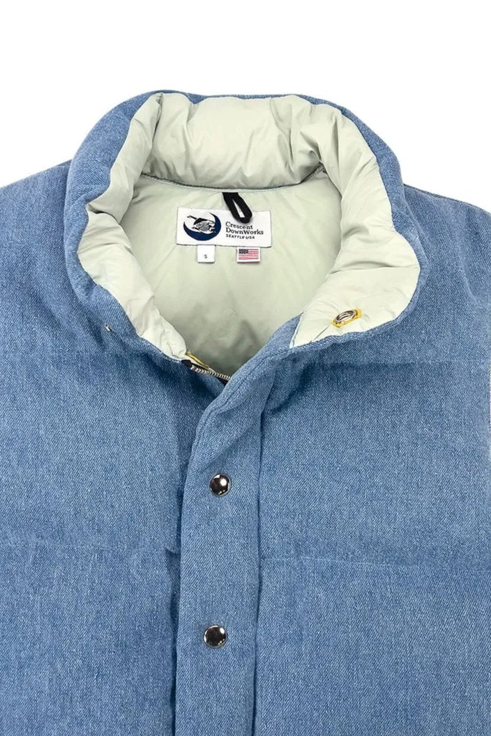 Hemp Denim Vest with Recycled Down