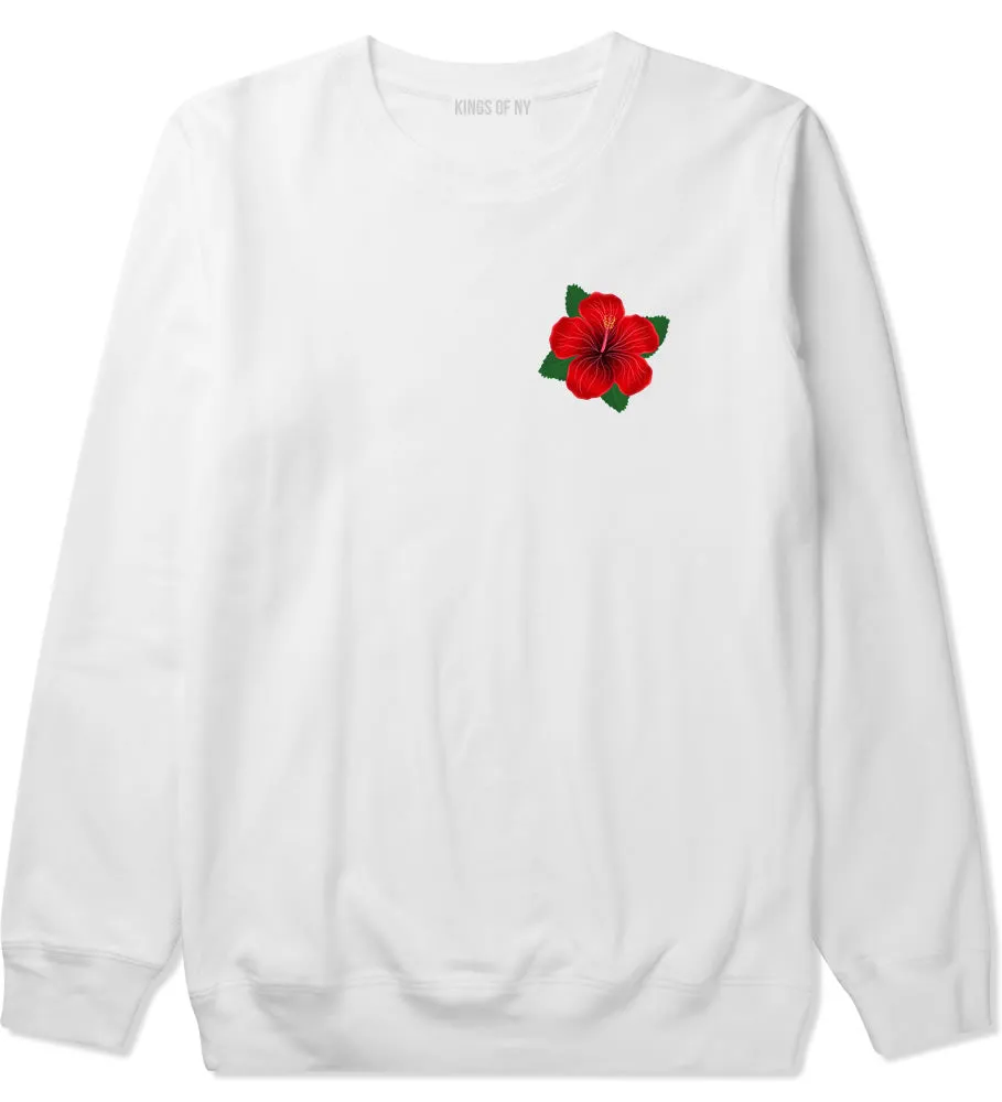 Hibiscus Flower Chest Mens Crewneck Sweatshirt