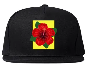 Hibiscus Flower Red Yellow Mens Snapback Hat