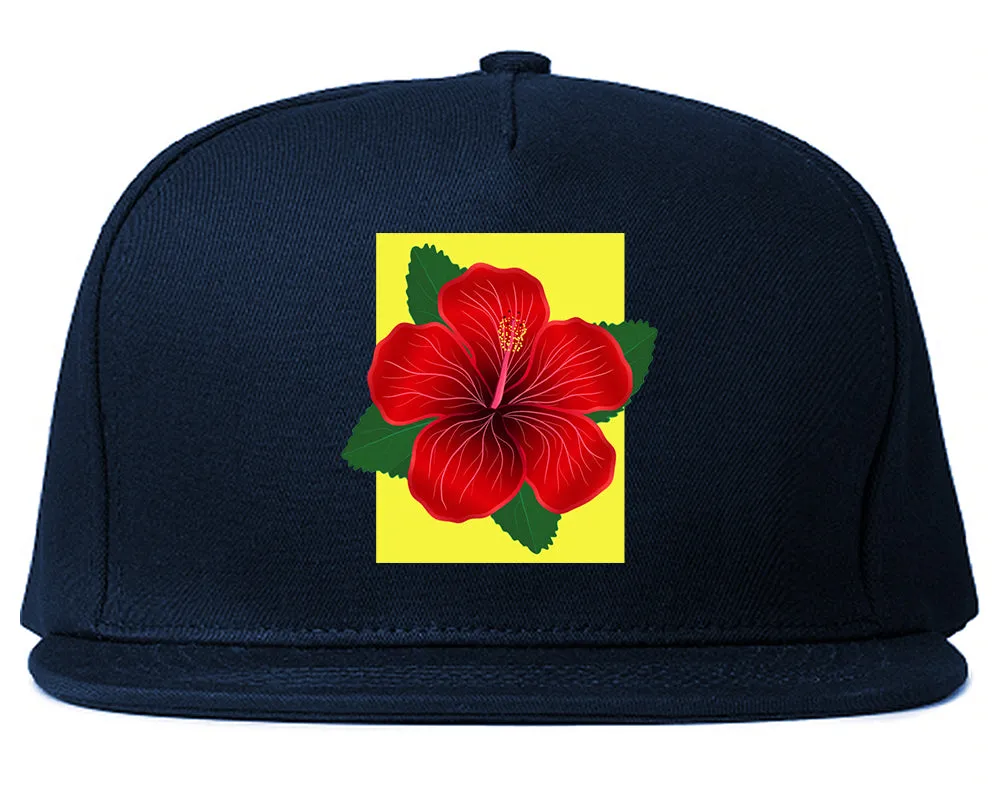 Hibiscus Flower Red Yellow Mens Snapback Hat