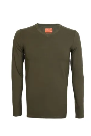 Jack Dapper Long Sleeved Olive Basic V-Neck