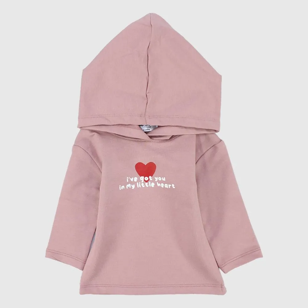 Little Heart Long-Sleeved Hooded T-Shirt