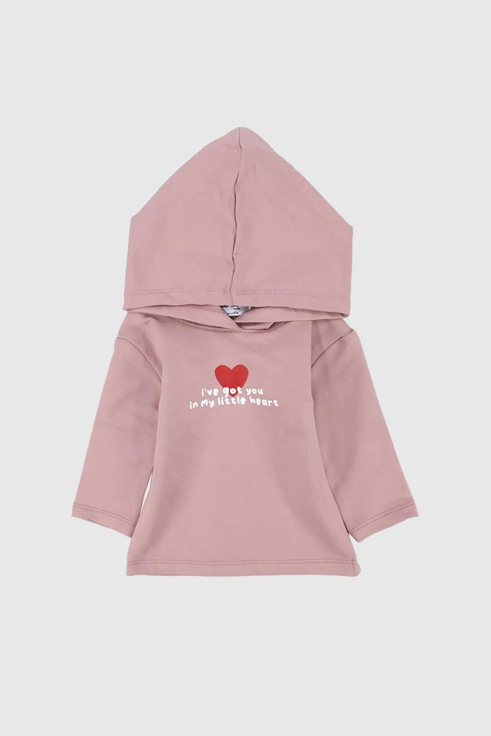 Little Heart Long-Sleeved Hooded T-Shirt