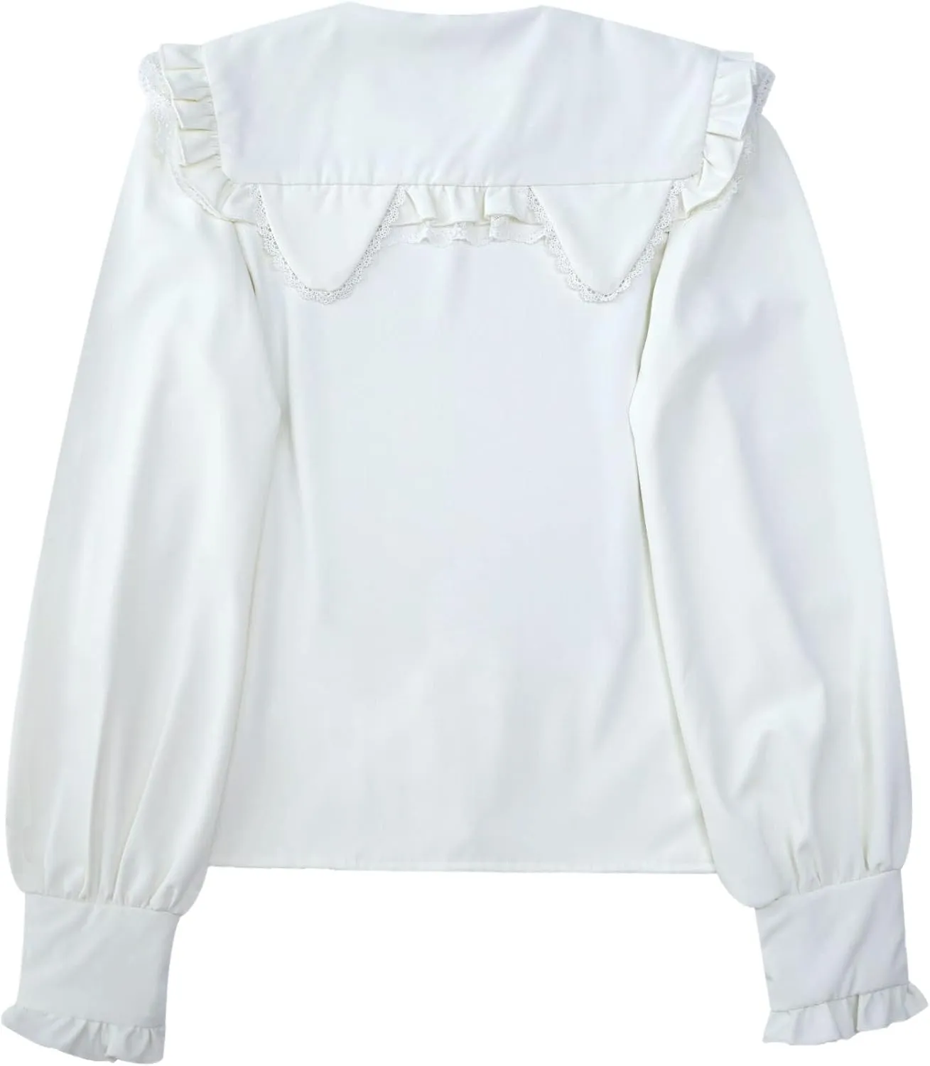 Lolita Women Ruffle Sailor Collar Blouse Shirt Kawaii Teen Bow Tie Cat Ears Fashion Button Front Junior Cute Tops