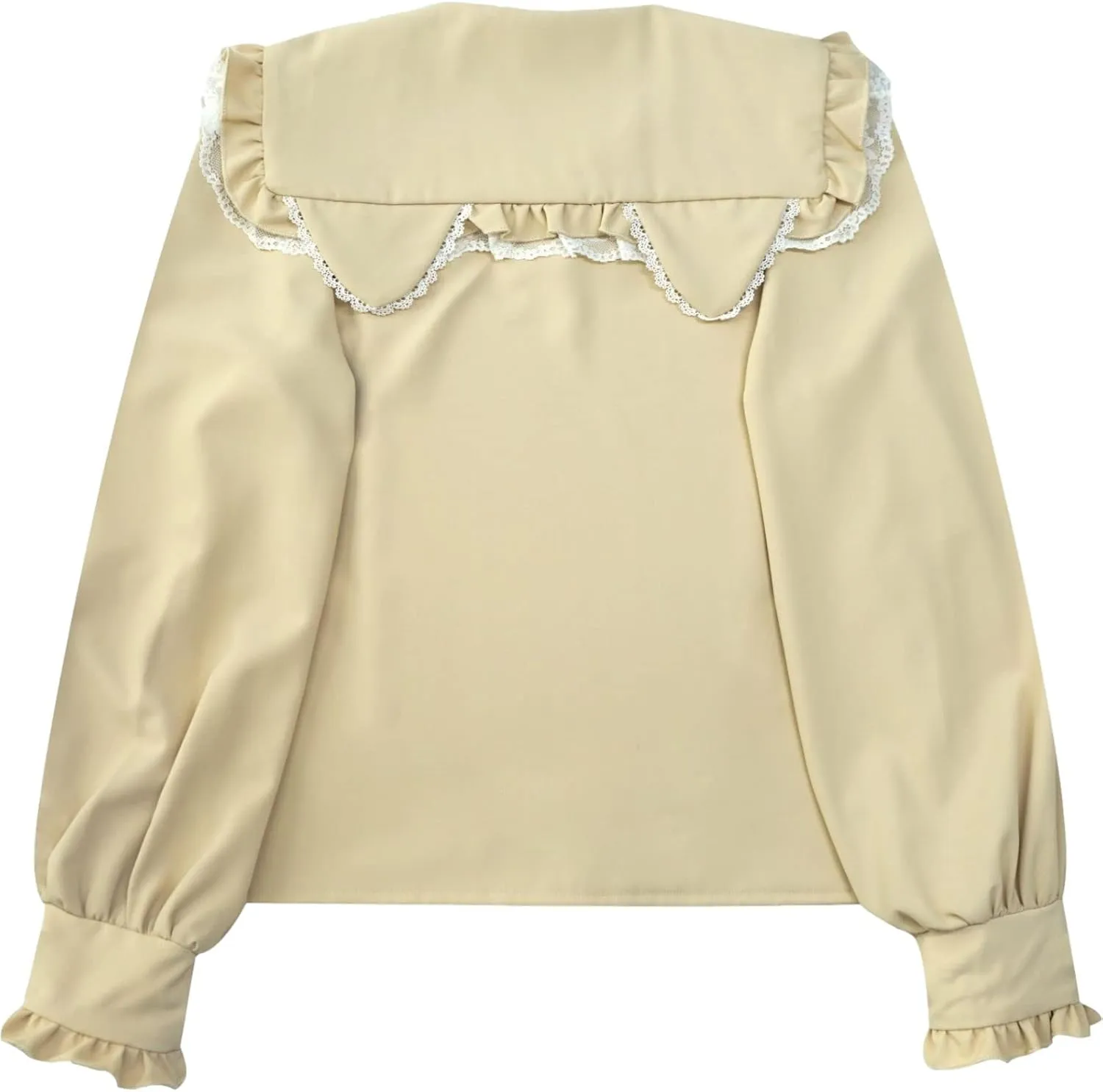 Lolita Women Ruffle Sailor Collar Blouse Shirt Kawaii Teen Bow Tie Cat Ears Fashion Button Front Junior Cute Tops