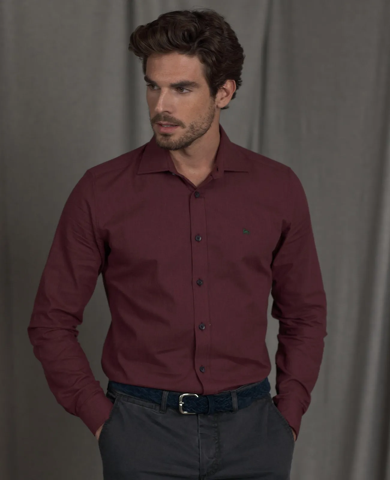 Magee - Tullagh Classic Button Down Shirt, Wine Red