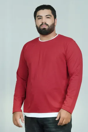 Maroon Rib T-Shirt (Plus Size) - W21 - MT0114P