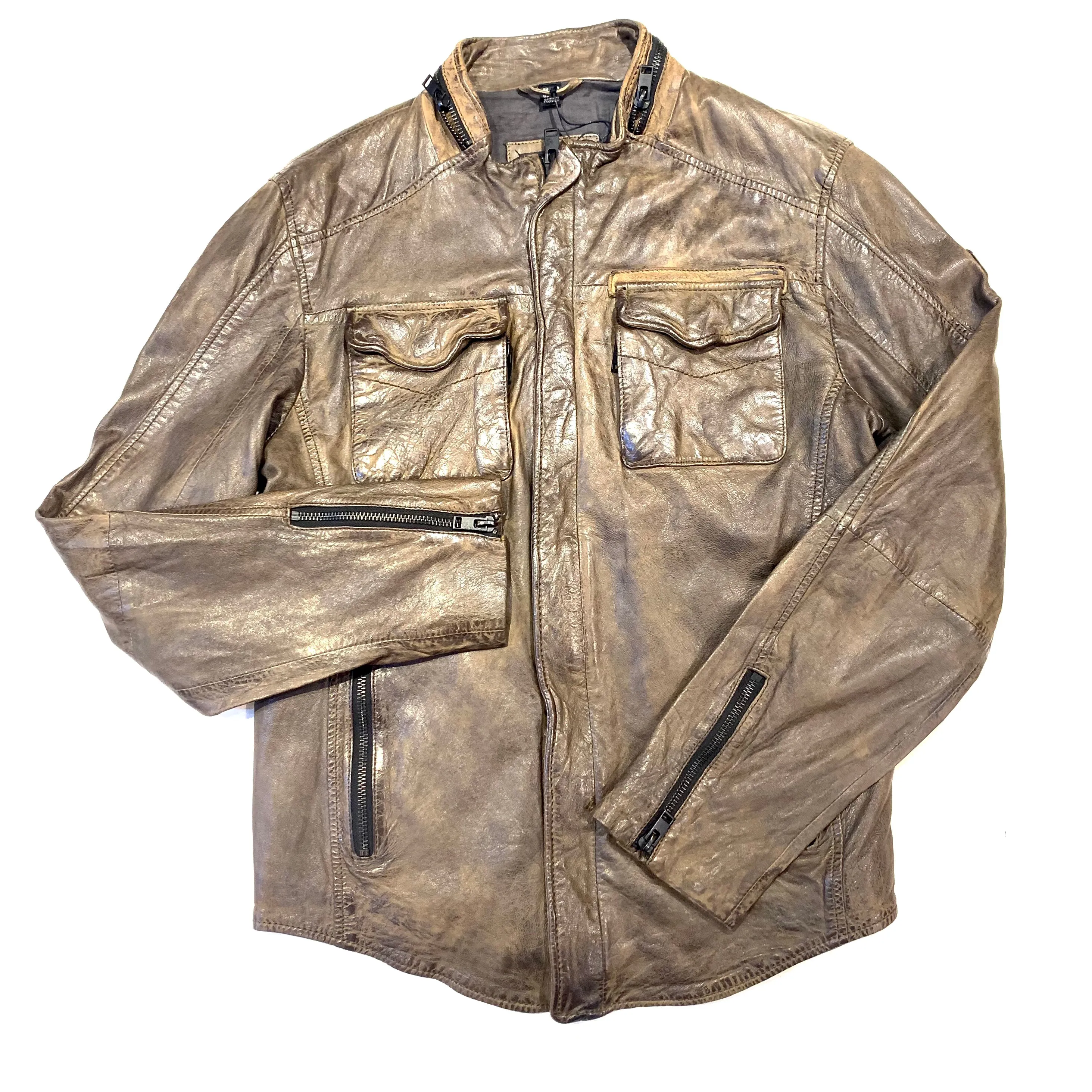 Mauritius Men's Distressed Soft Lambskin Zipper Leather Jacket